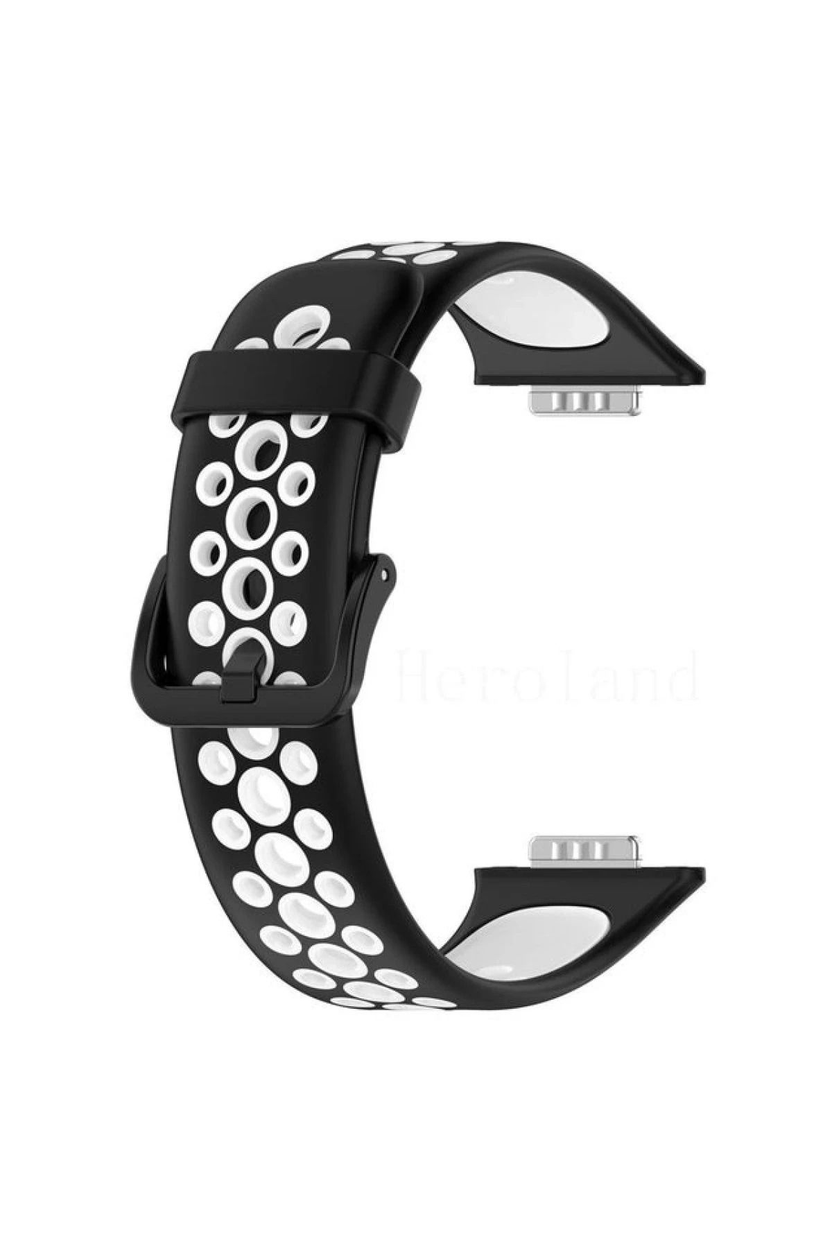 NewFace Huawei Watch Fit 2 Spor Delikli Kordon - Siyah-Kırmızı BSTMY