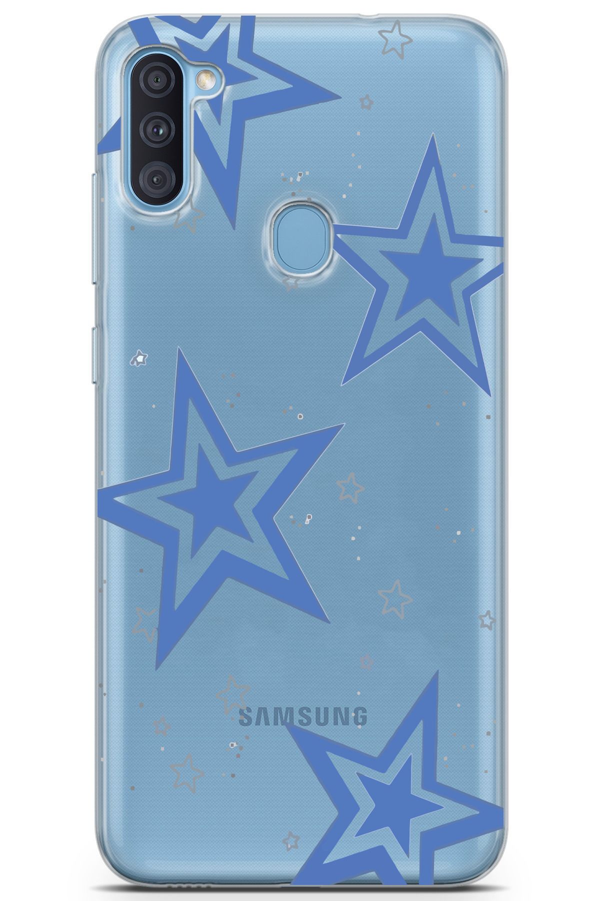 moonset Samsung Galaxy A11 / M11 Uyumlu Yıldız Tasarımlı Baskılı Şeffaf Telefon Kılıfı
