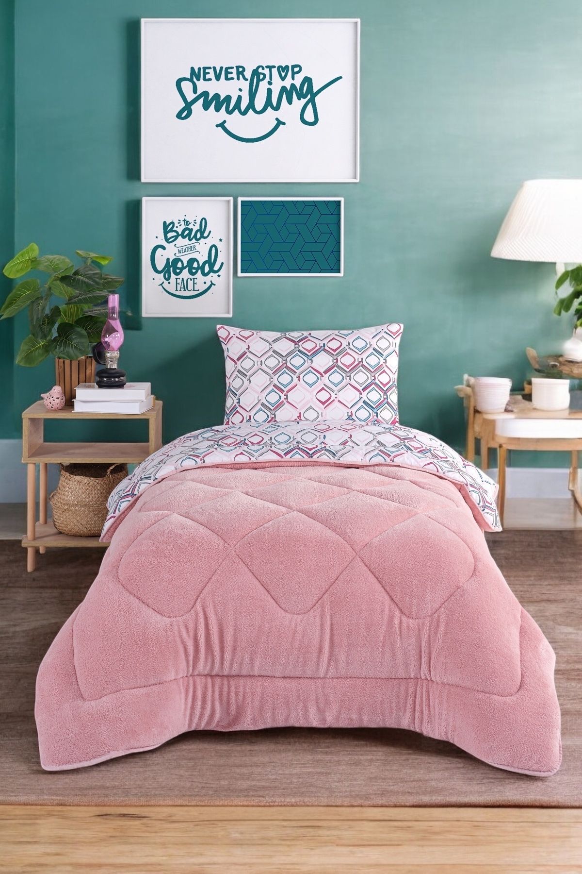 pepuza Comfort Set Wellsoft Yorganlı 2 Parça Tek Kişilik Lyra Pudra