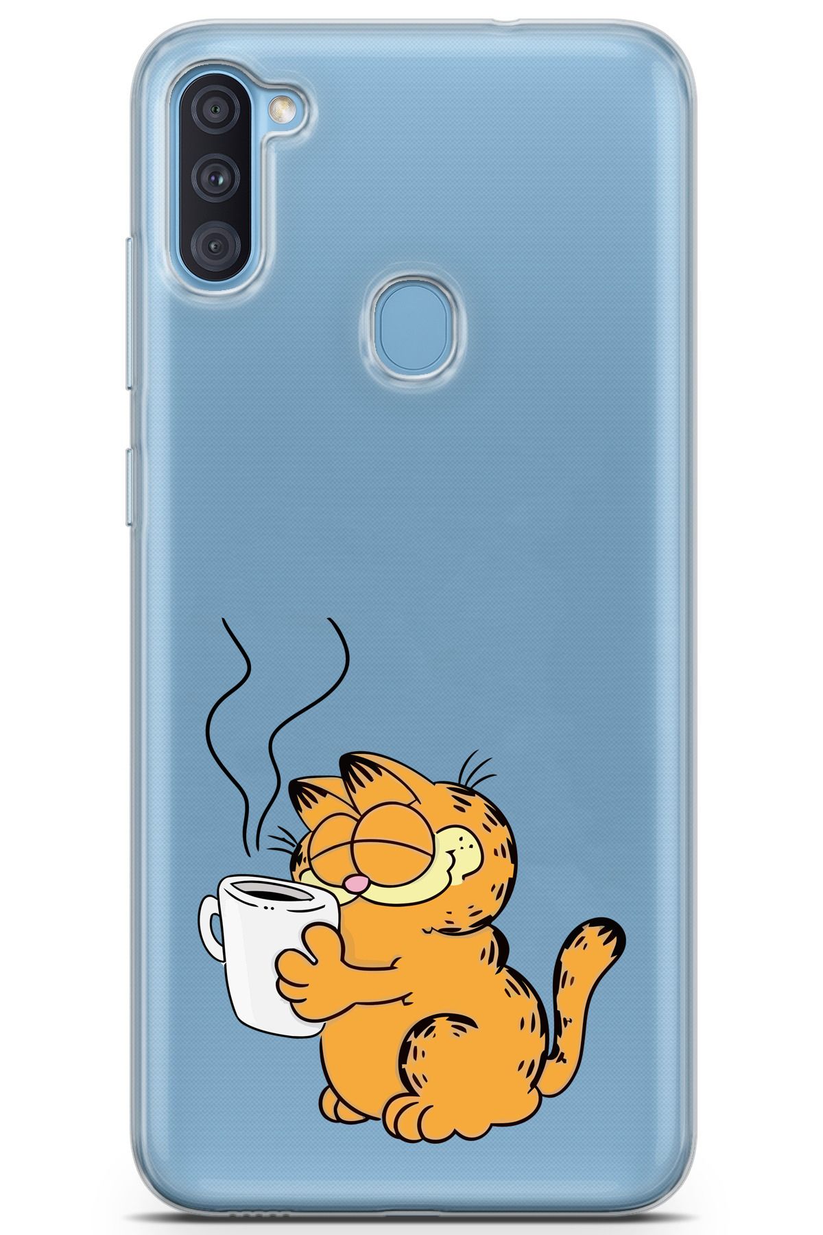 moonset Samsung Galaxy A11 / M11 Uyumlu Garfield Tasarımlı Baskılı Şeffaf Telefon Kılıfı