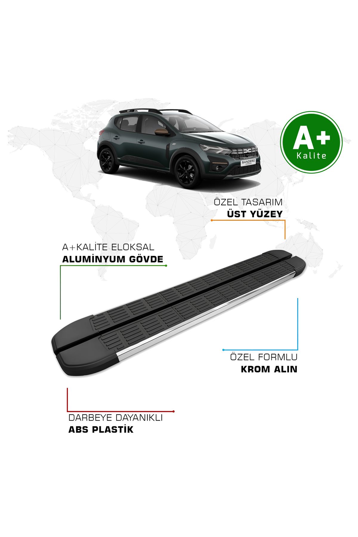 FA OTO AKSESUAR Dacia Sandero Yan Basamak 2020 Model ve Sonrası S-Line