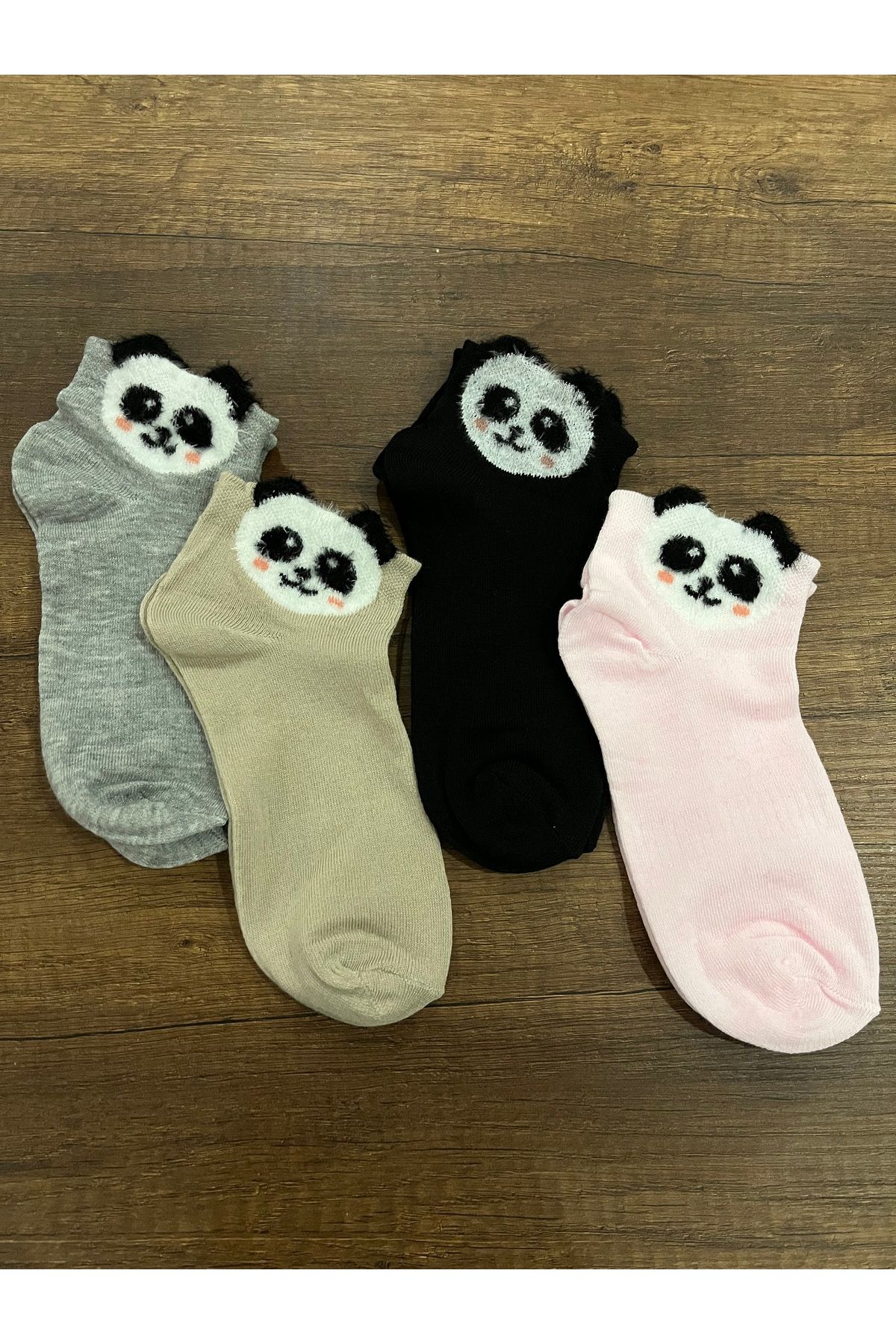 erceys Kadın Panda Figürlü Üç Boyutlu Kısa Yazlık Çorap 4 Çift