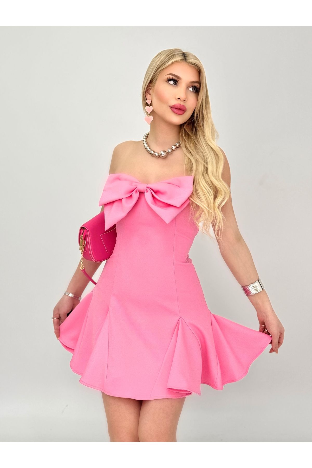 LEKİ BUTİK Aide Fiyonk Detay Mini Elbise