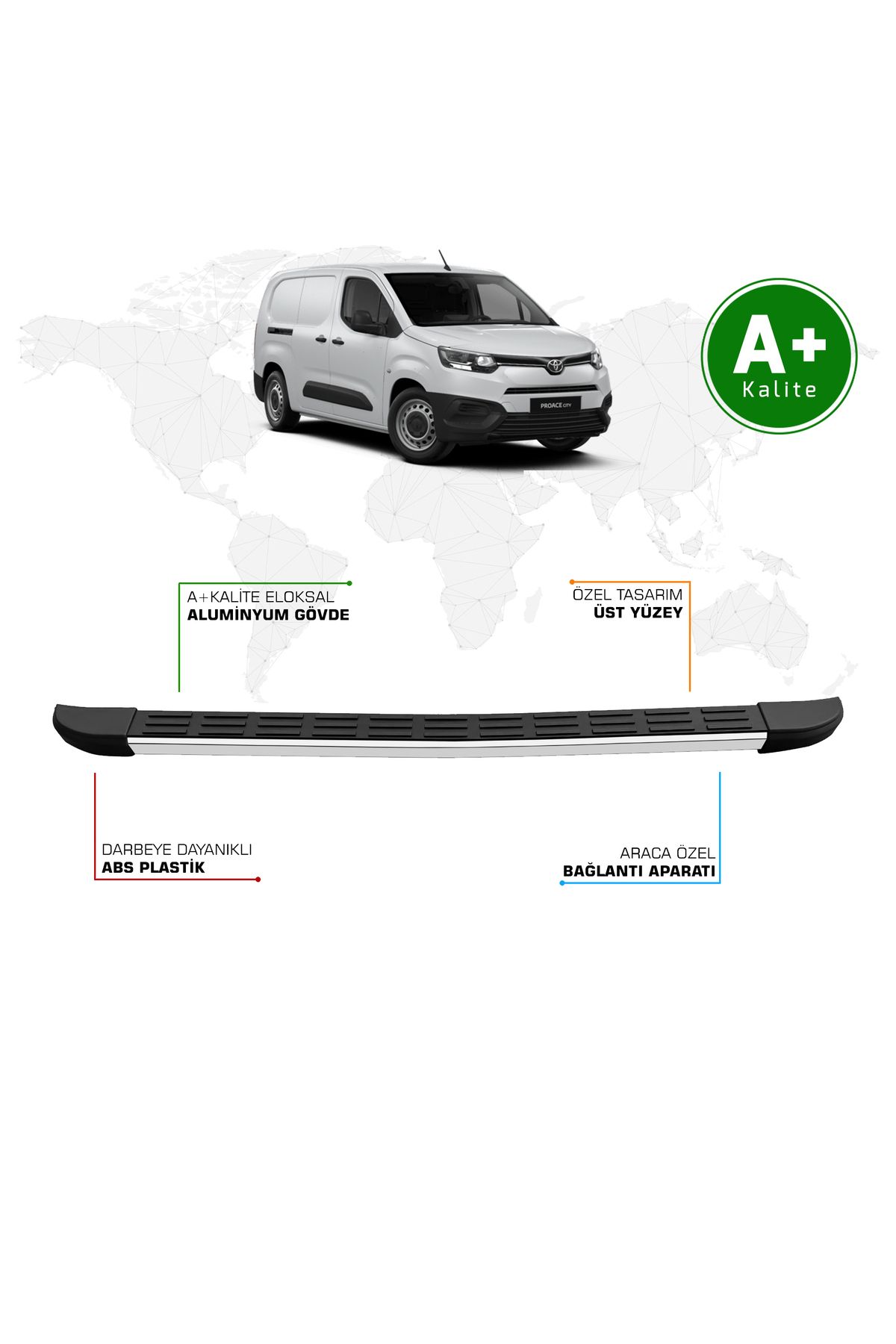 FA OTO AKSESUAR Toyota Proace City Panelvan Arka Basamak Uzun Şasi 2019 Model ve Sonrası S-Line