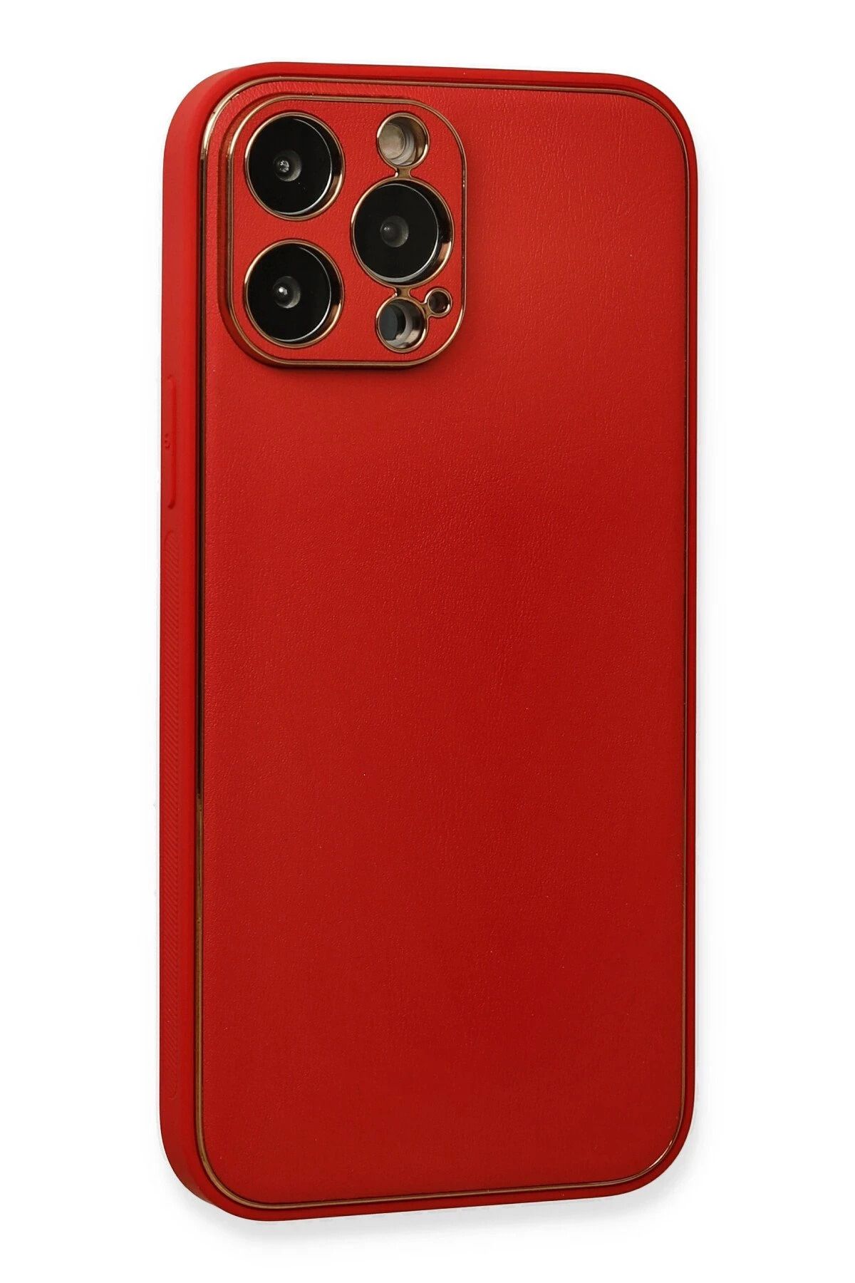 NewFace iPhone 13 Pro Kılıf Coco Deri Silikon Kapak - Kırmızı GLSTD