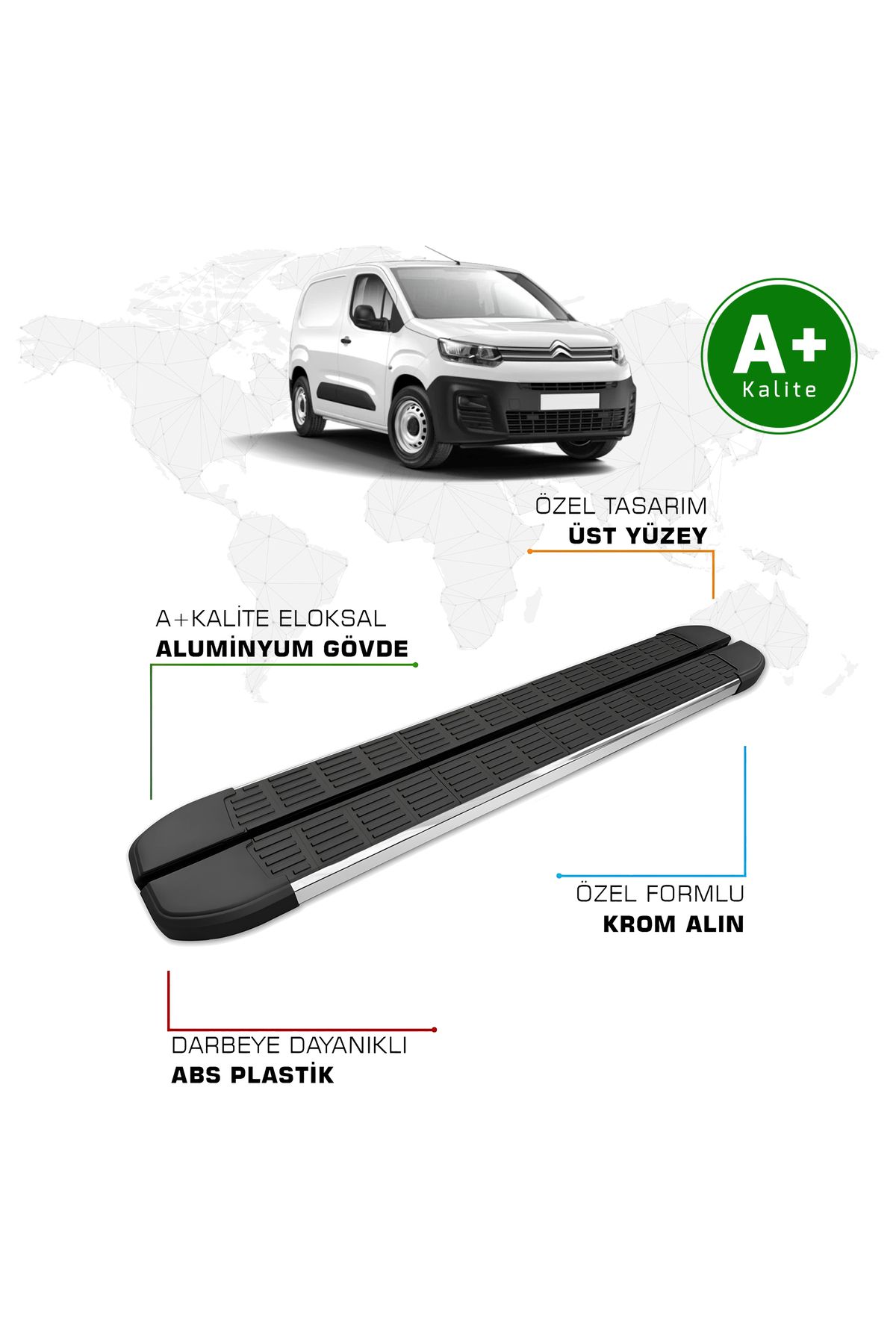 FA OTO AKSESUAR Citroen Berlingo Panelvan Yan Basamak Uzun Şasi 2019 Model ve Sonrası S-Line