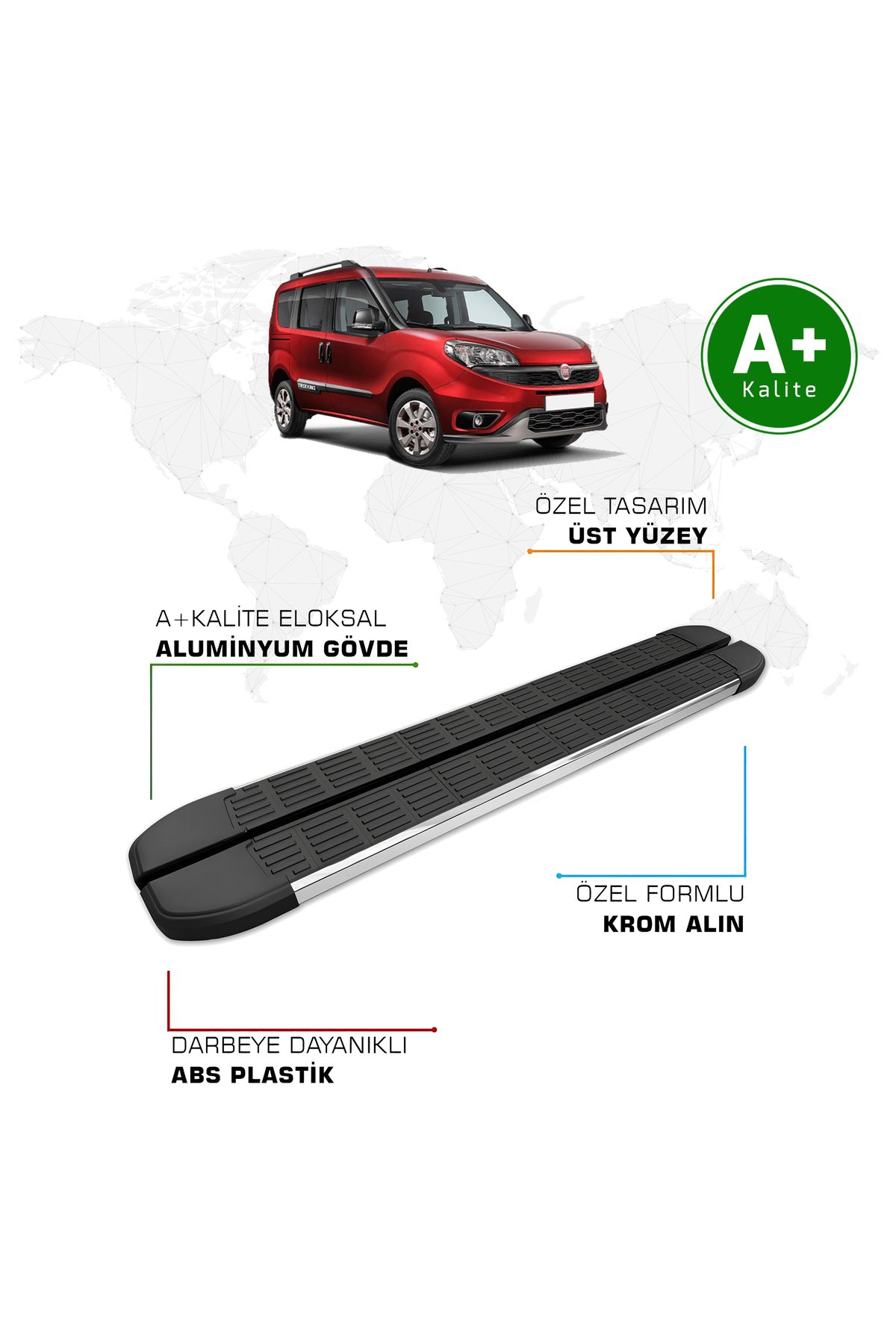 FA OTO AKSESUAR Fiat Doblo Yan Basamak 2010 – 2023 Model S-Line