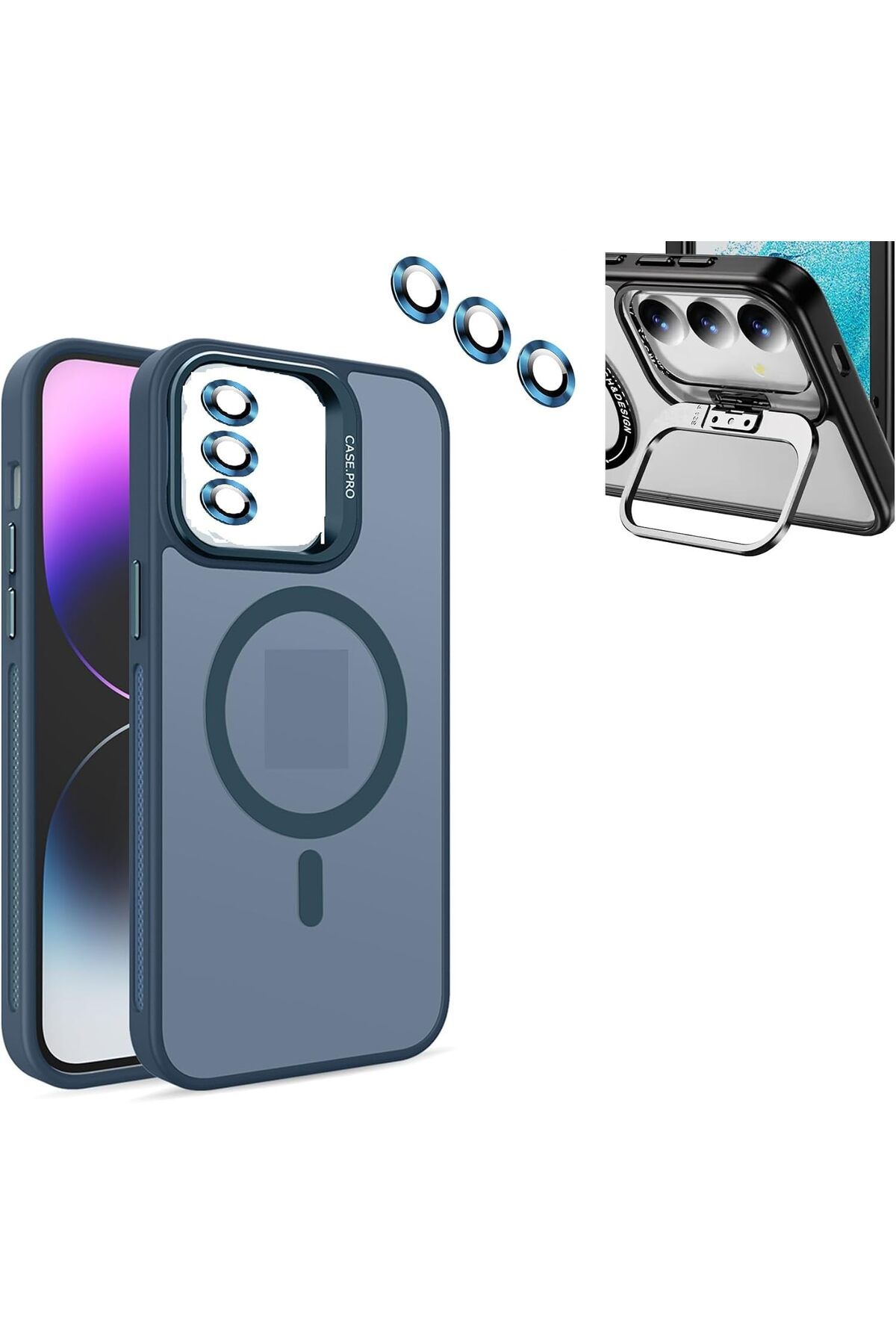 STOREMAX lbstorex Galaxy S24 Kılıf Krom Mika Kamera Lens Hediyeli Kapak Arkası Mat Mıknatıs Şarjlı Kı