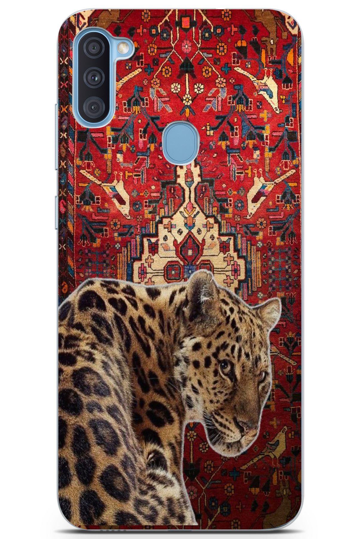 moonset Samsung Galaxy A11 / M11 Uyumlu Leopar Tasarımlı Baskılı Şeffaf Telefon Kılıfı