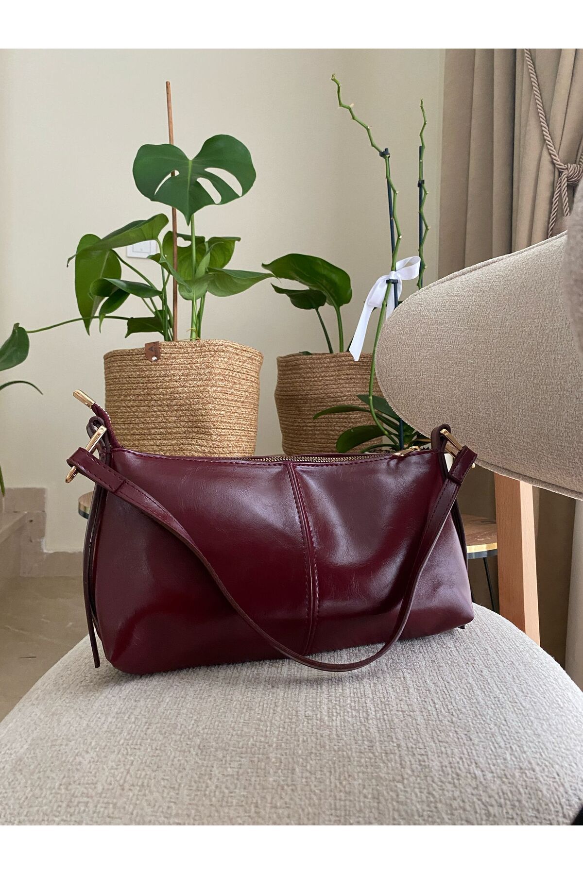 Z&M COLLECTION BAG SHOPPİNG Kadın Parlak Baget Pinterest Model Şık El ve Omuz Çantası