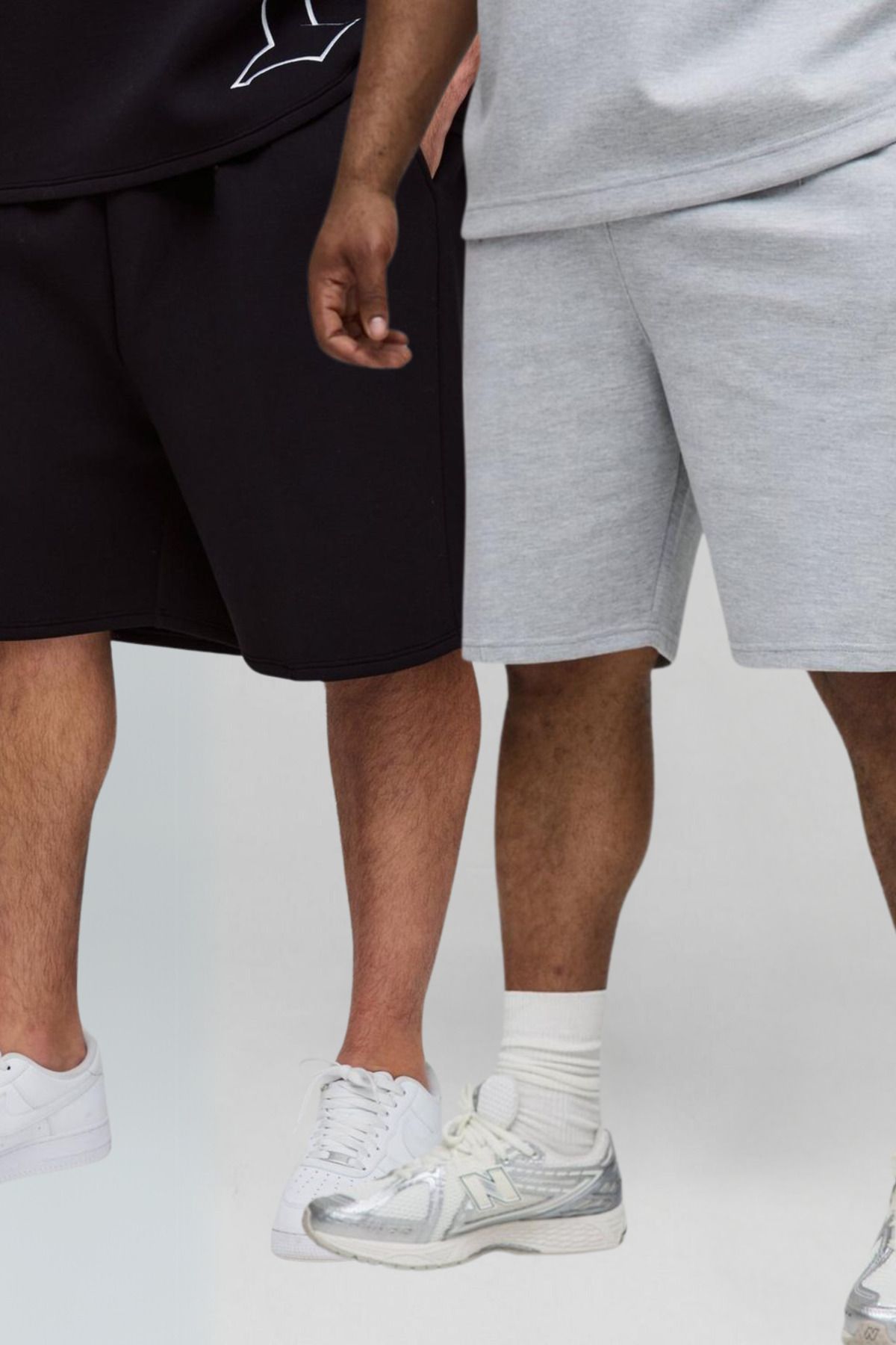 vladivosto Gri Siyah Bol Kalıp Baggy Oversize Büyük Beden Beli Lastikli Yazlık Bermuda Şort