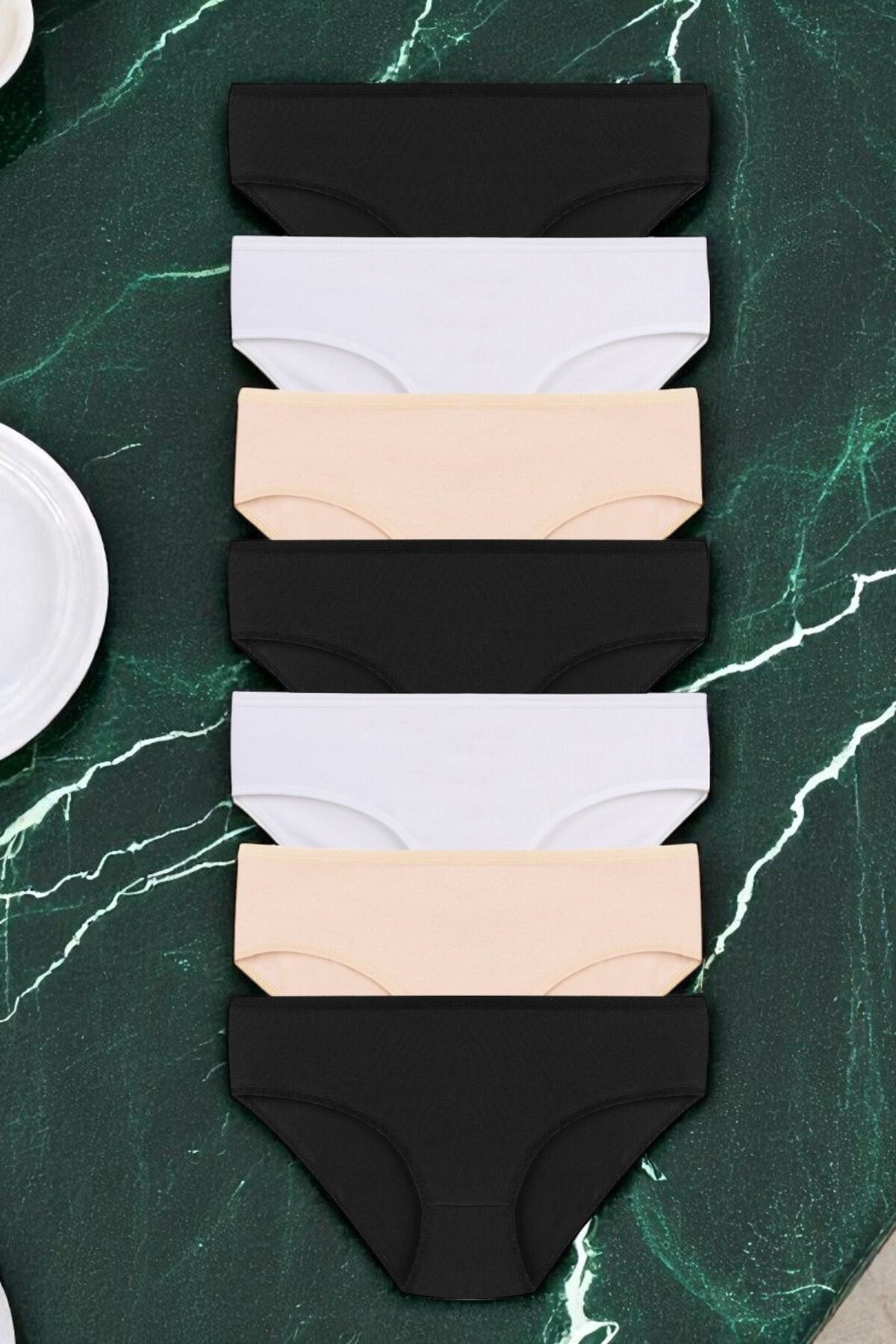 Balinese Kadın Karma Paket Konforlu Kullanım Soft Pamuklu Yüksek Bel Düz Renk Bato 7'li Külot