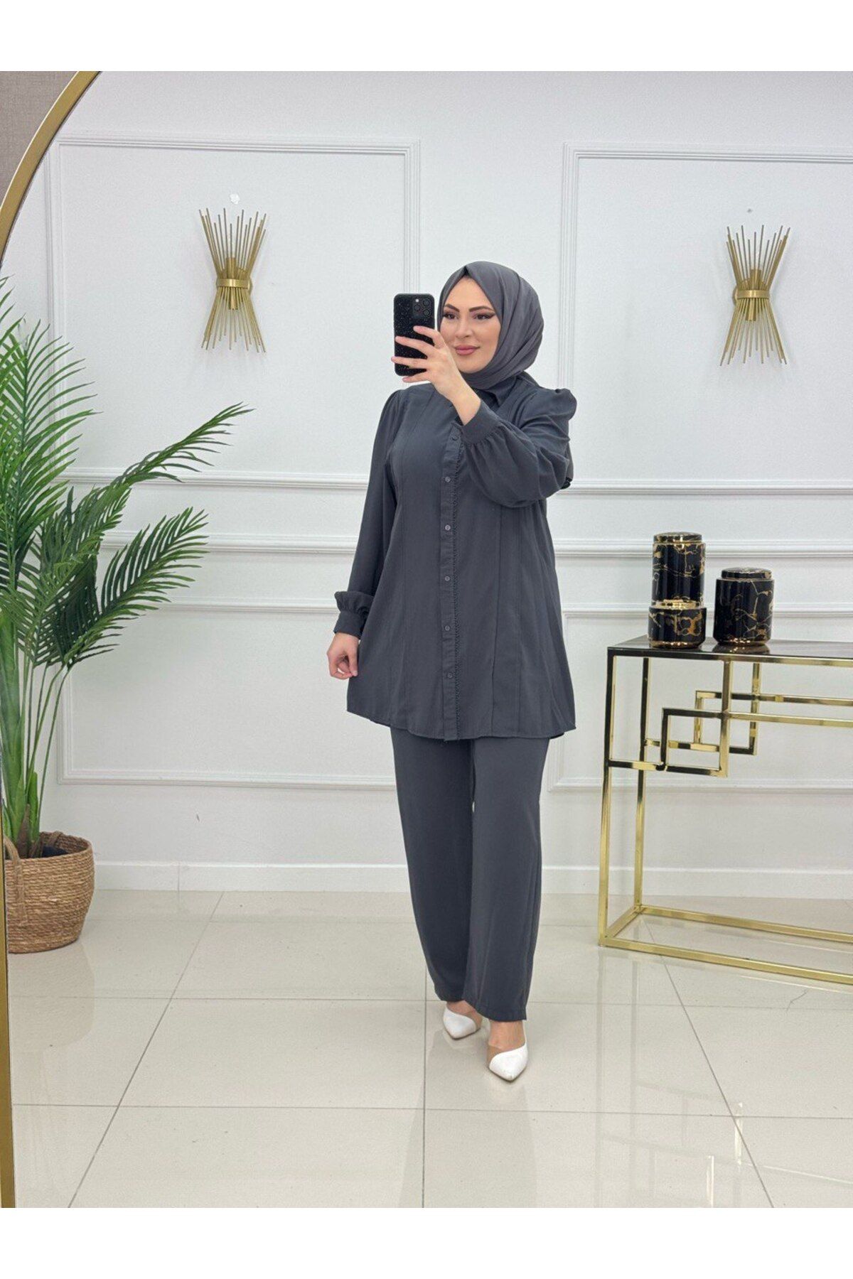Enans Design Kadın Tesettür 2'Li Takım Tunikli Pantolonlu
