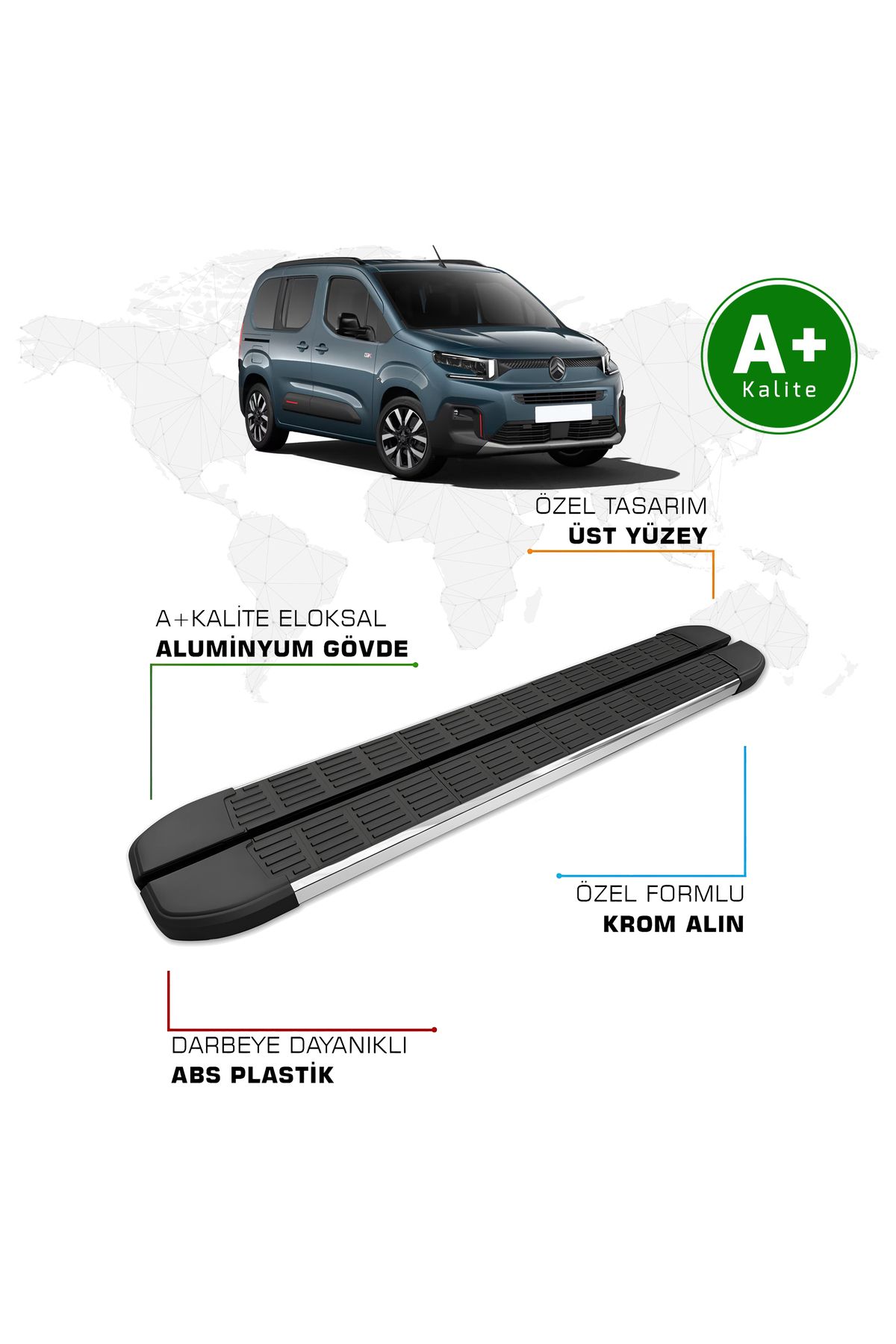 FA OTO AKSESUAR Citroen Berlingo Yan Basamak Kısa Şasi 2024 Model ve Sonrası S-Line