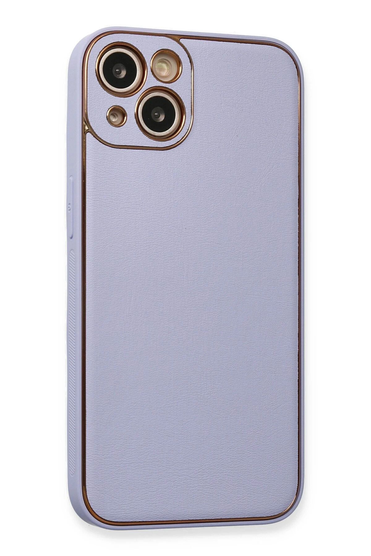 NewFace iPhone 13 Kılıf Coco Deri Silikon Kapak - Açık Lila BSTMY