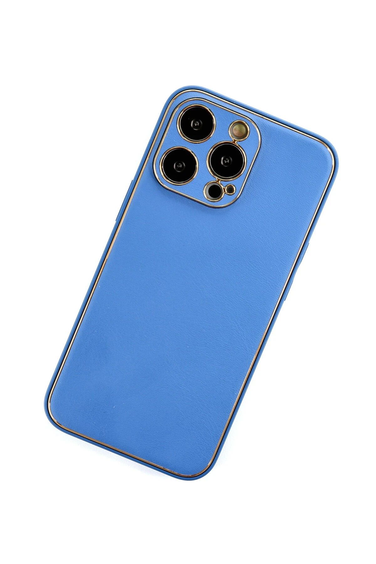 NewFace iPhone 13 Pro Max Kılıf Coco Deri Silikon Kapak - Açık Mavi BSTMY