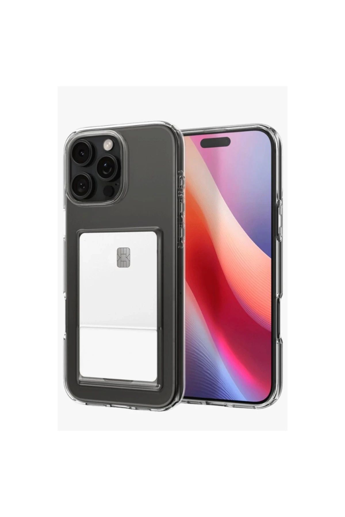 NewFace iPhone 16 Pro Kılıf Kart Şeffaf Silikon - Şeffaf BSTMY