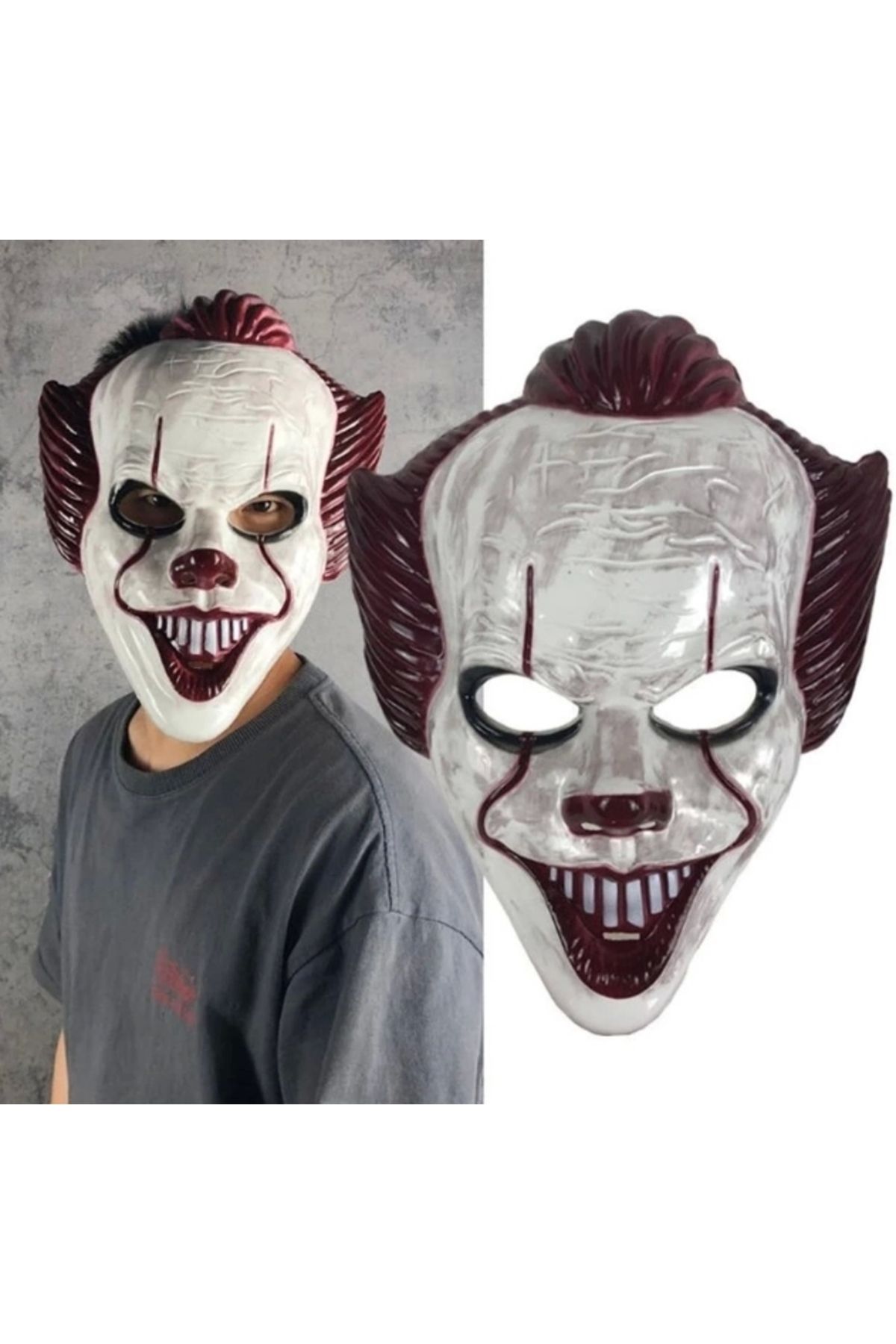 STOREMAX Plastik Joker Maskesi Killer Palyaço Maskesi (5047)