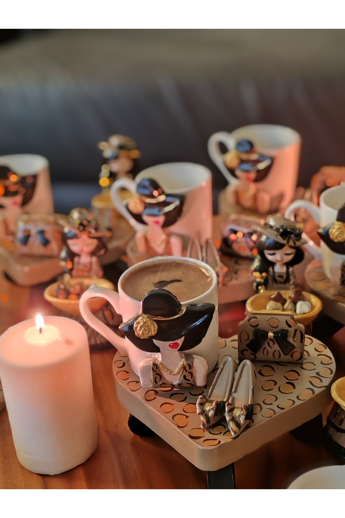 RivelCandle Zarafetle Sunulan Kahve" – Özel Türk Kahvesi Fincan & Mum Seti
