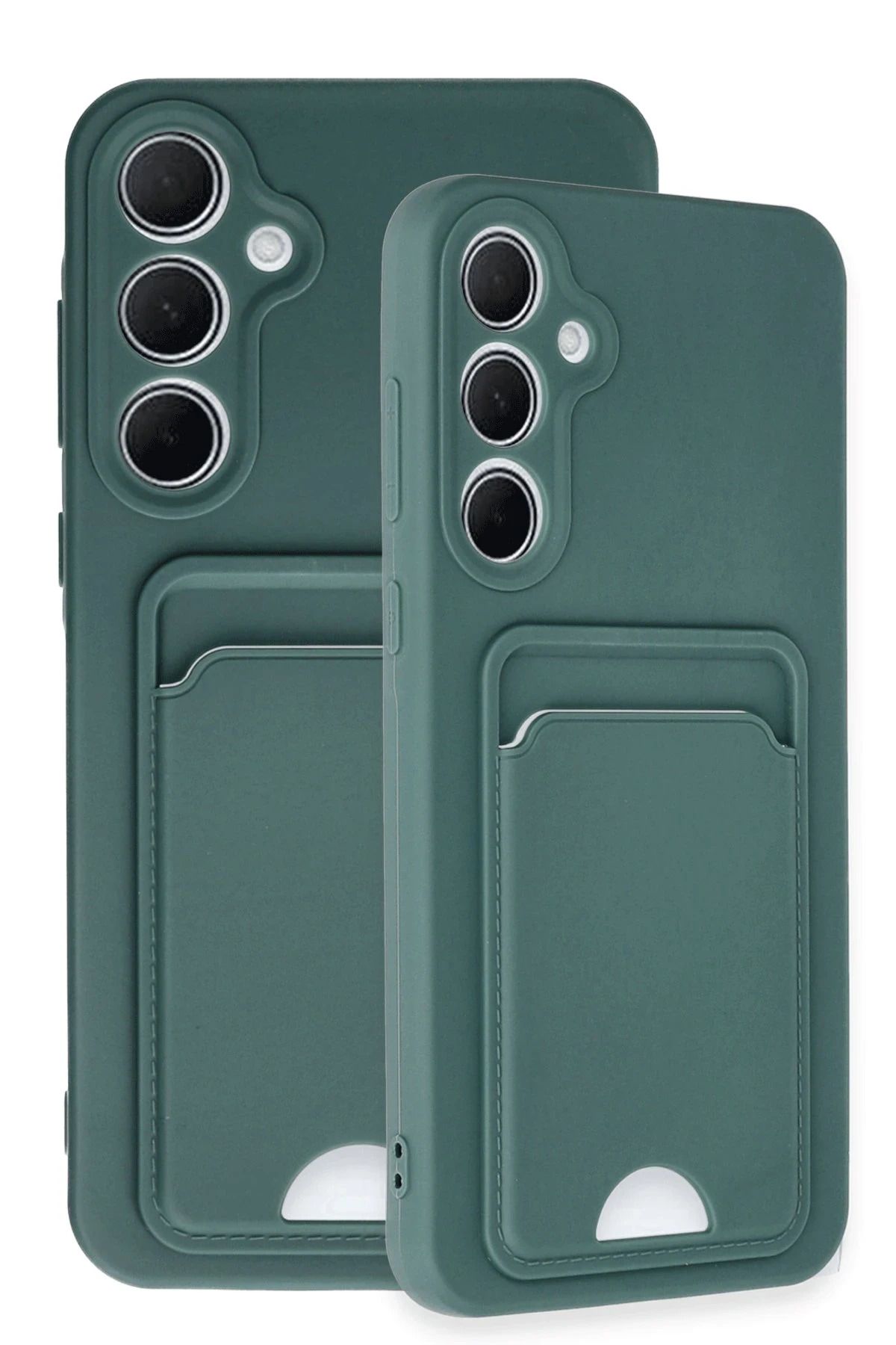 NewFace Samsung Galaxy A35 5G Kılıf Kelvin Kartvizitli Silikon - Koyu Yeşil BSTMY