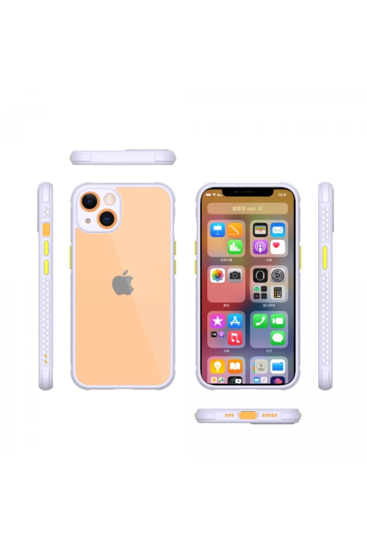 NewFace iPhone 13 Mini Kılıf Miami Şeffaf Silikon - Lila BSTMY