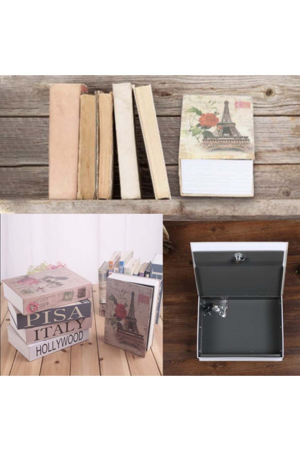 PUFO-Secret Book Safe With Key Lock, Eiffel Tower, 24 X 15 Cm 7