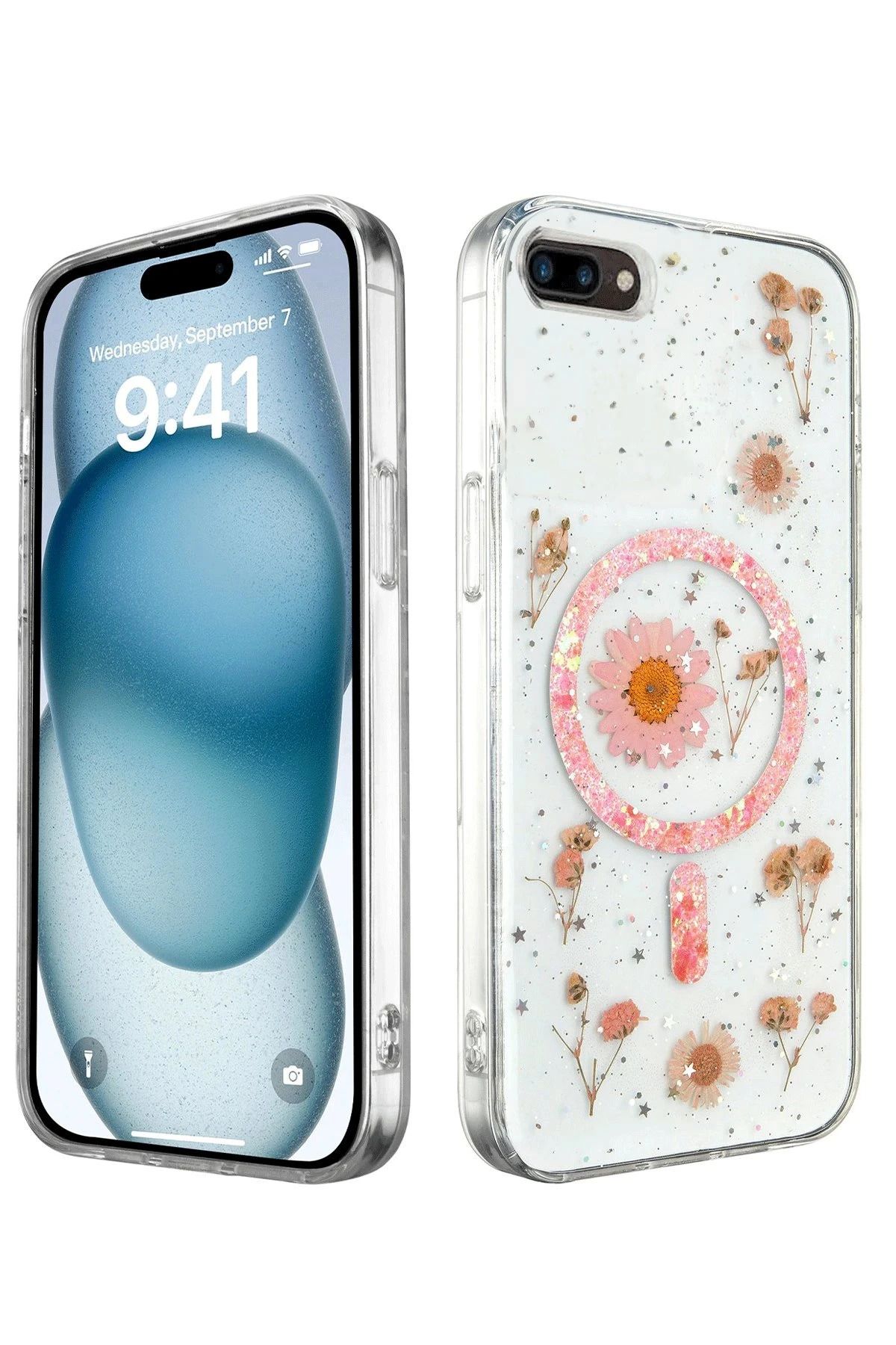 NewFace iPhone 7 Kılıf Daisy Simli Magsafe Kapak - Pembe BSTMY