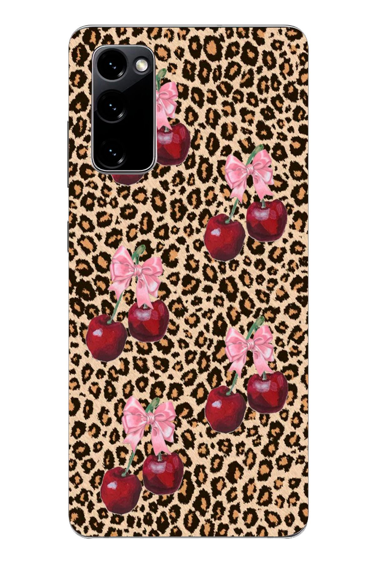 moonset Samsung Galaxy S20 FE Uyumlu Leopar ve Fiyonk Tasarımlı Baskılı Şeffaf Telefon Kılıfı