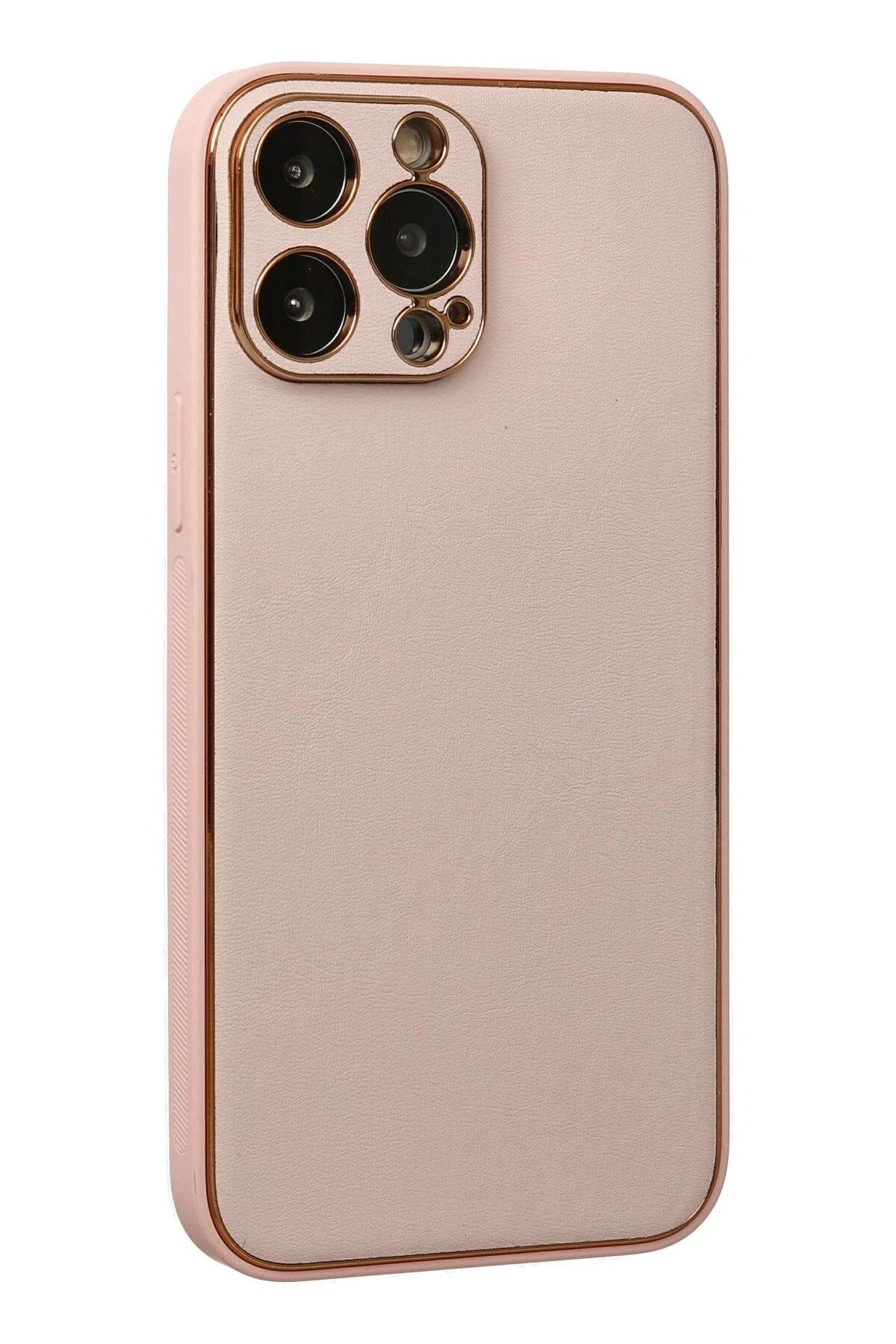 NewFace iPhone 13 Pro Max Kılıf Coco Deri Silikon Kapak - Pudra BSTMY