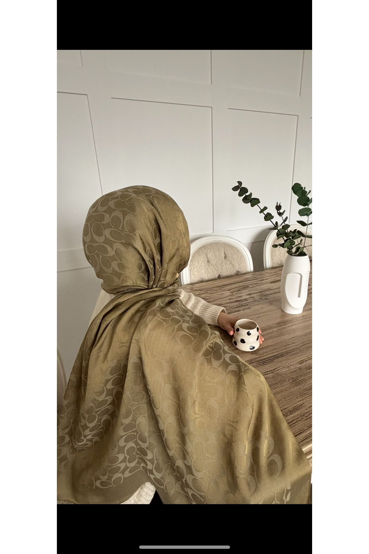 ELVİN SCARFS Jakarlı yağ yeşili şal