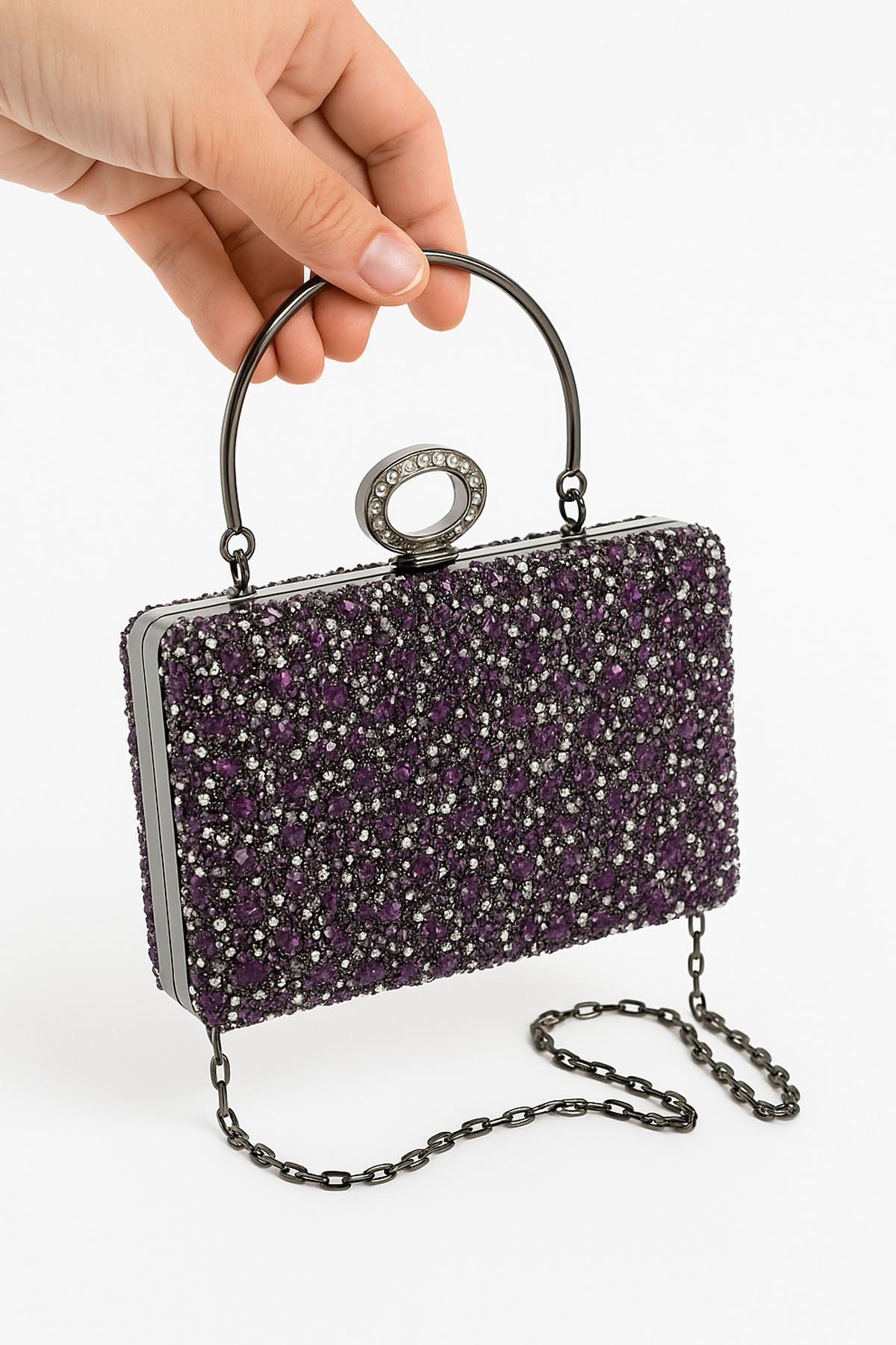 Lifonbag Kadın Kristal Taşlı Abiye Çantası Özel Gün Çantası