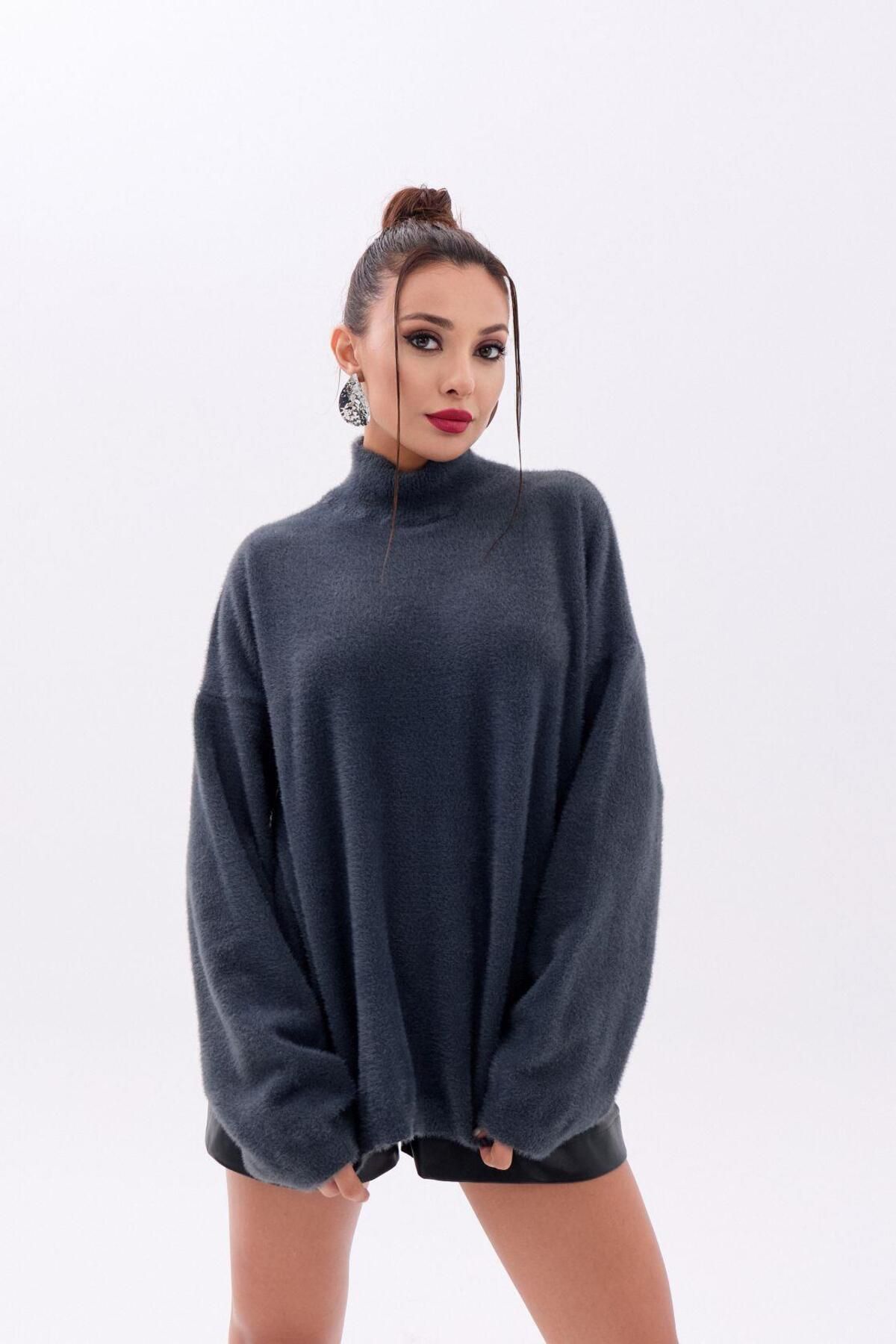 ARUZ MODA 42321 TRİKO YARIM BALIKÇI SALAŞ KAZAK-ANTRASİT