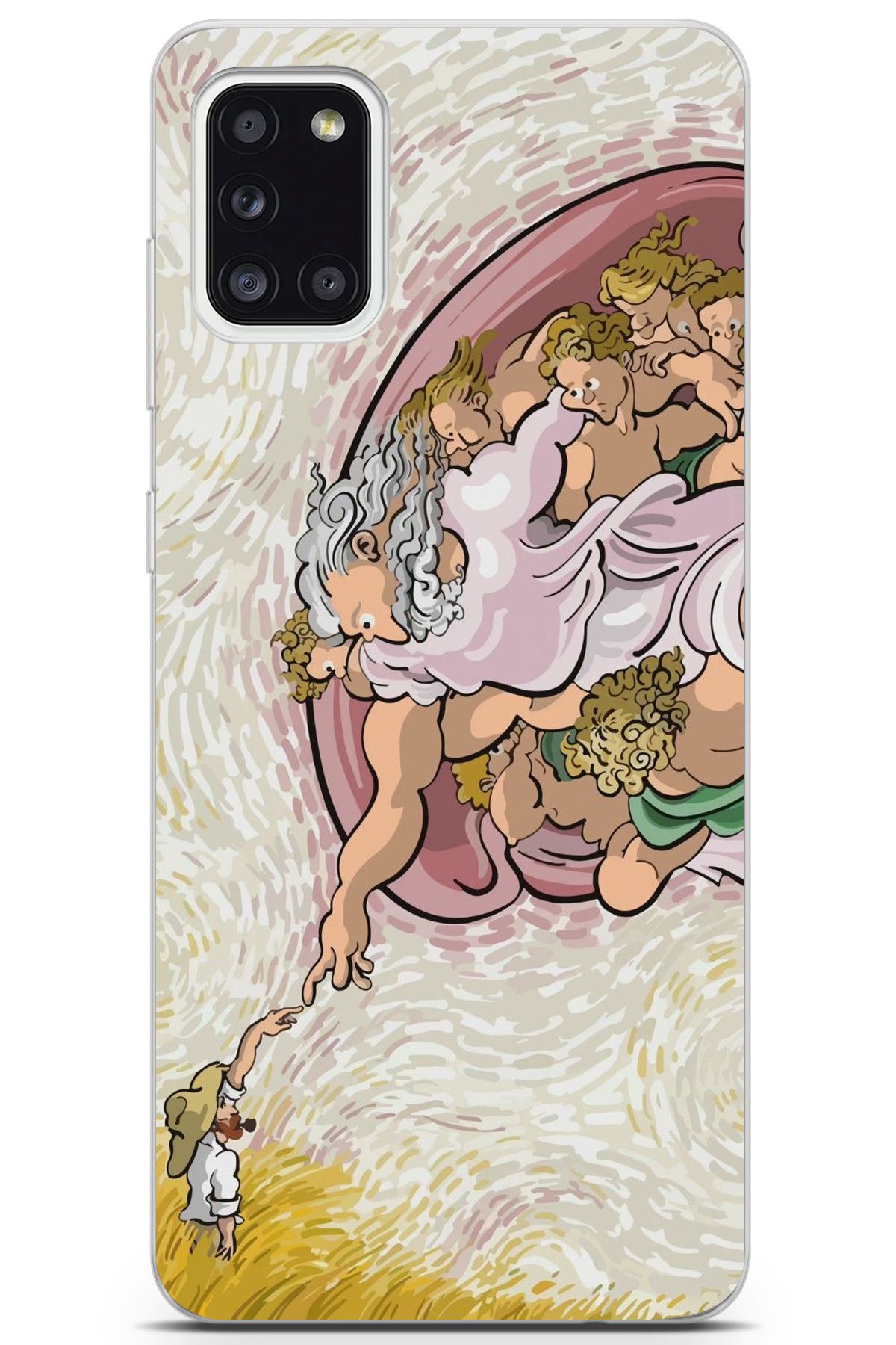 moonset Samsung Galaxy A31 Uyumlu Van Gogh Tasarımlı Baskılı Şeffaf Telefon Kılıfı