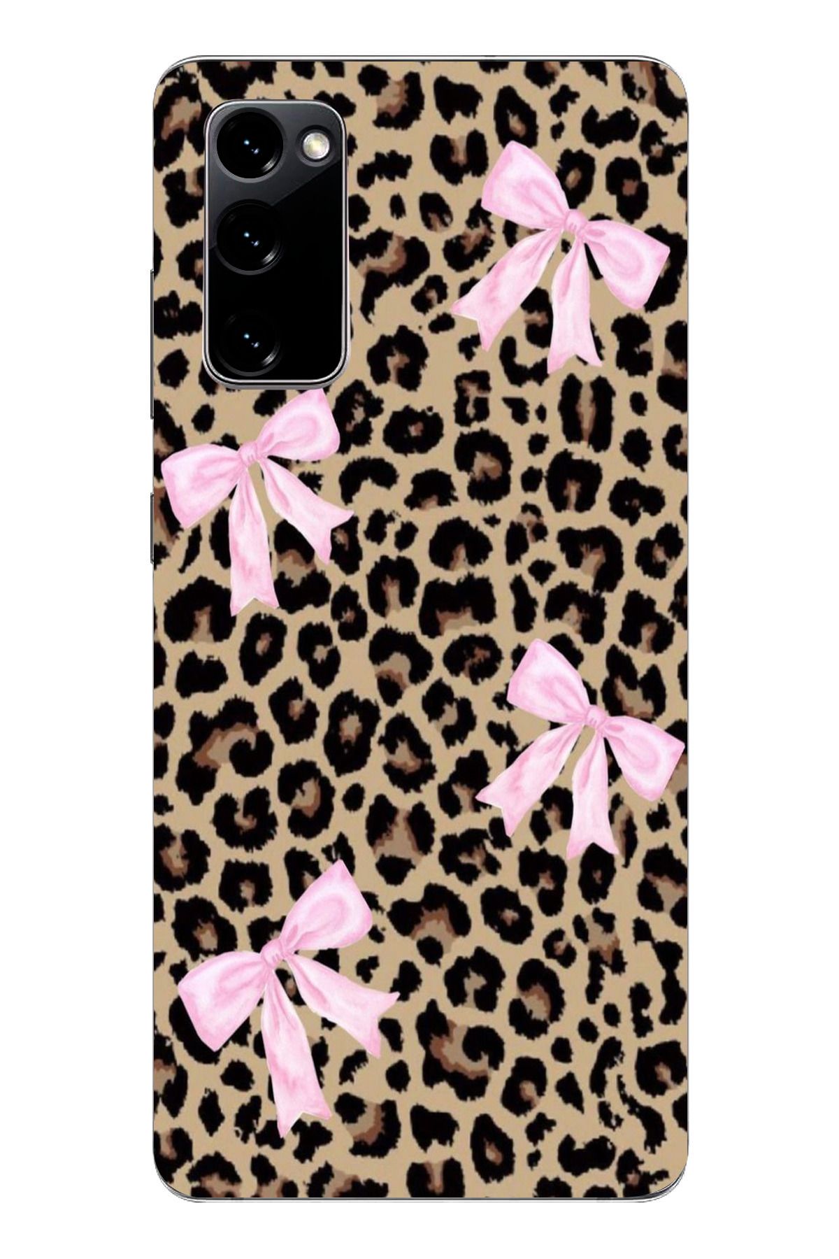 moonset Samsung Galaxy S20 FE Uyumlu Leopar ve Fiyonk Tasarımlı Baskılı Şeffaf Telefon Kılıfı