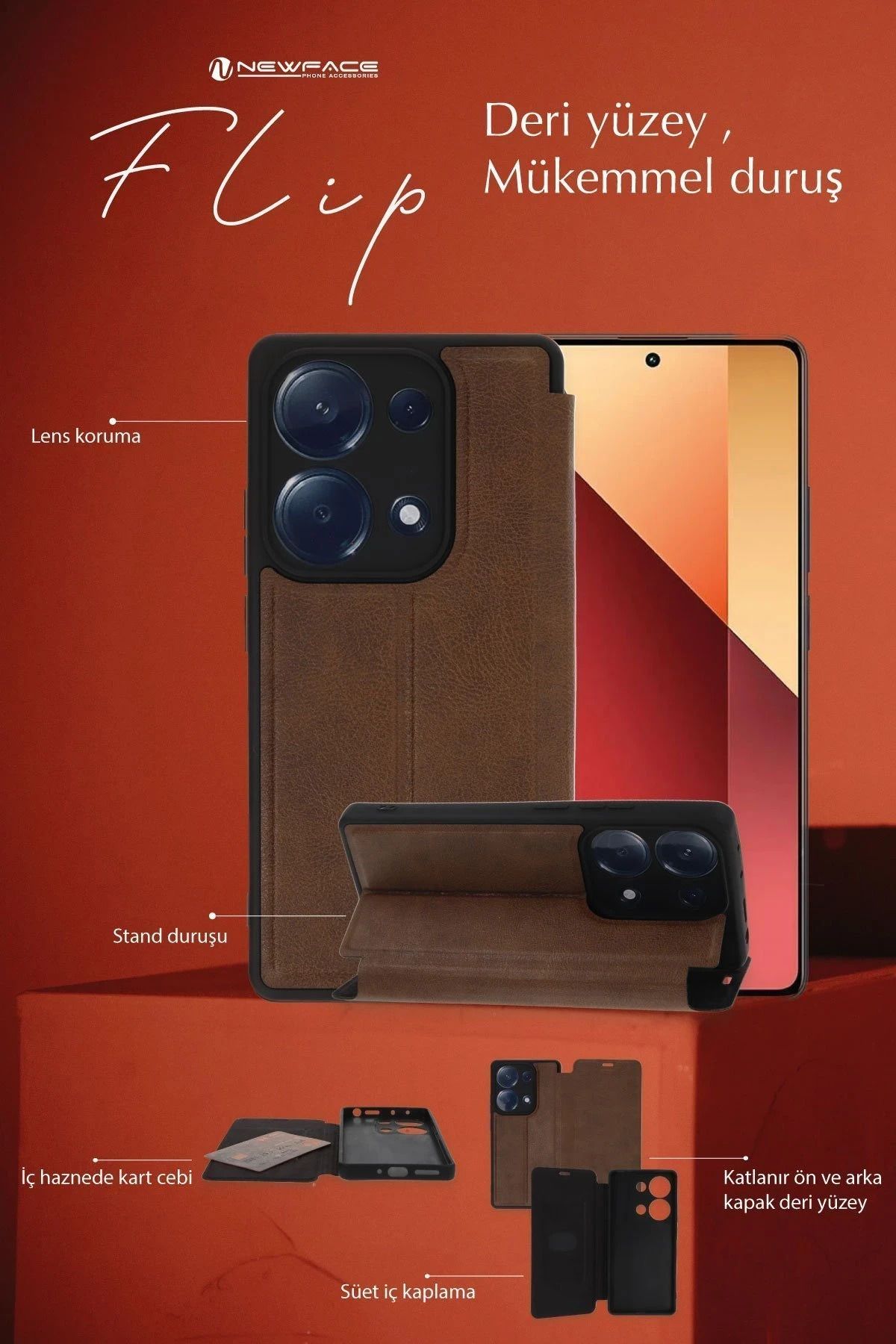 NewFace Realme Note 50 4G Kılıf Flip Cover - Kırmızı BSTMY