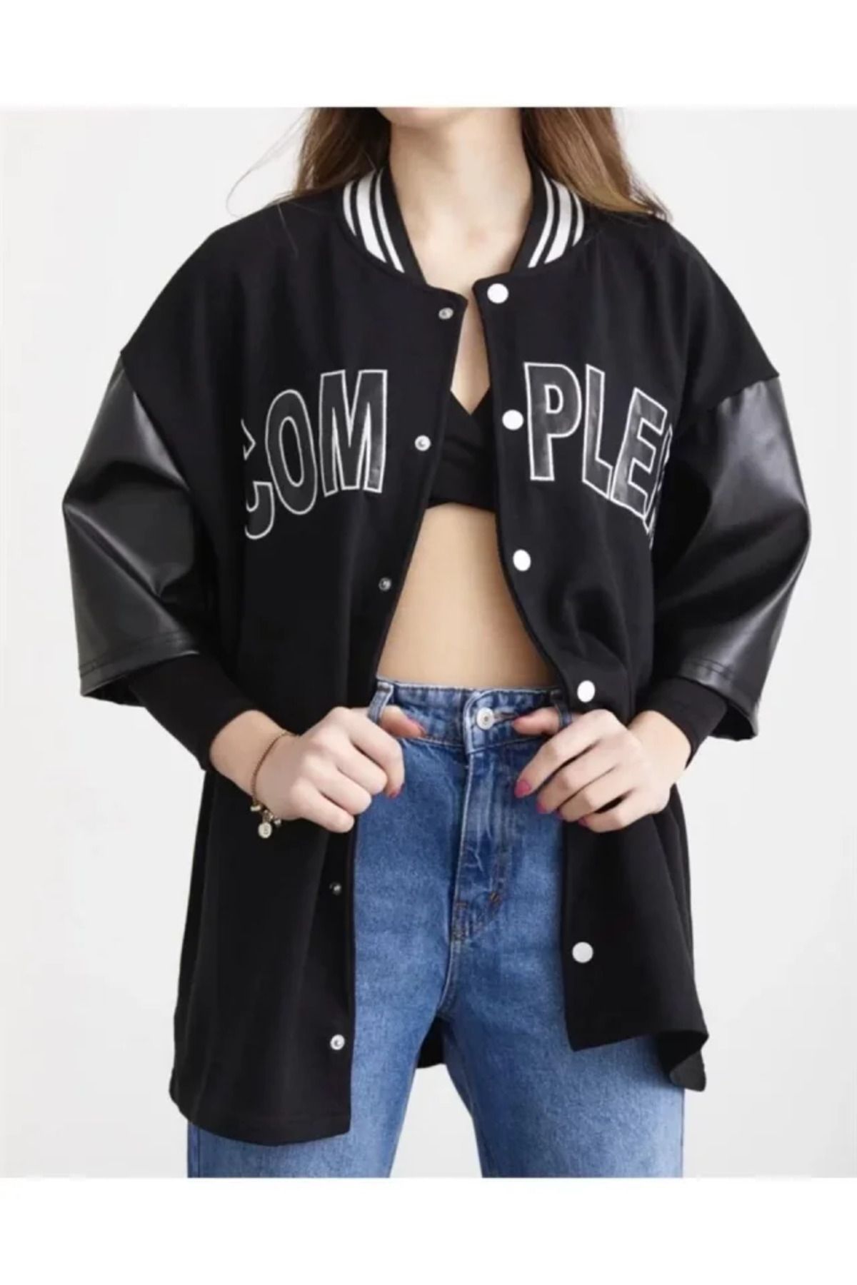 ARUZ MODA Complex Kolej Oversize T-shirt - Siyah
