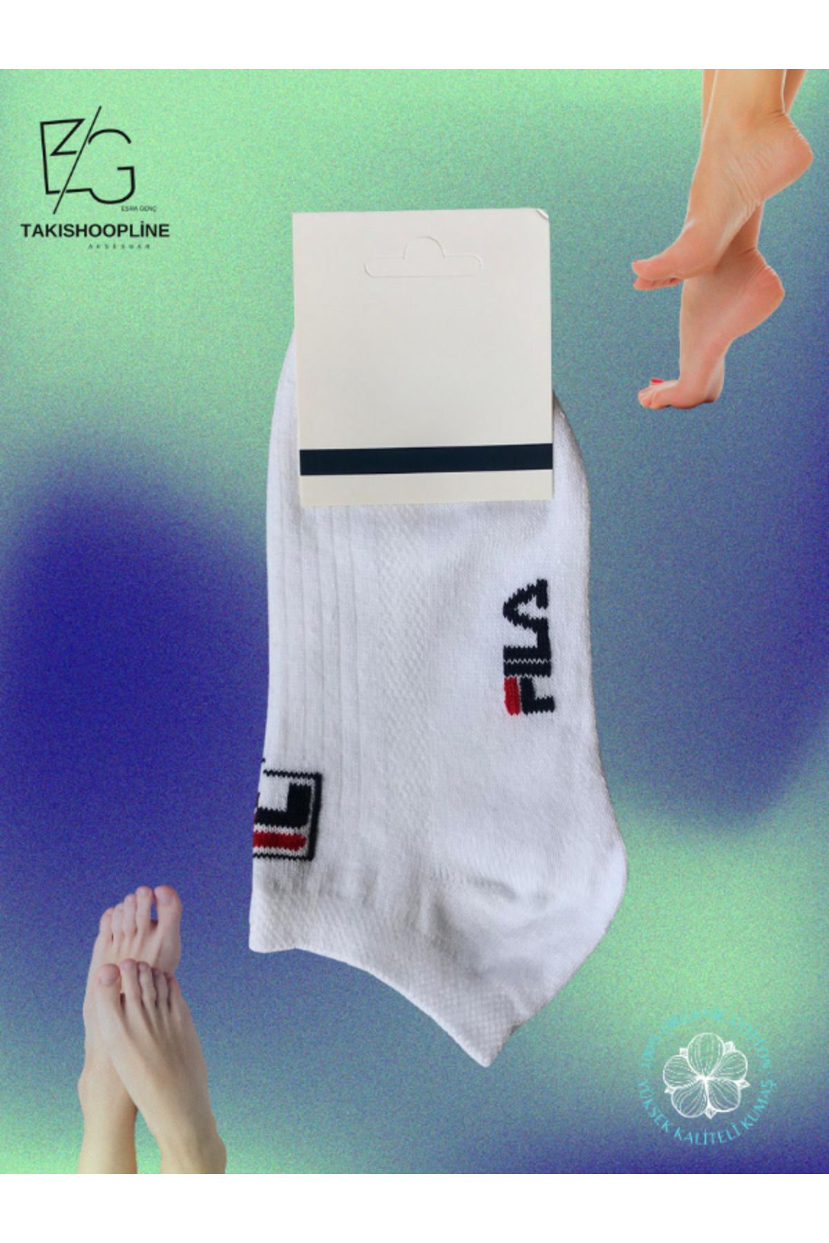 Takıshoopline Unisex Babet Çorap %100 Cotton