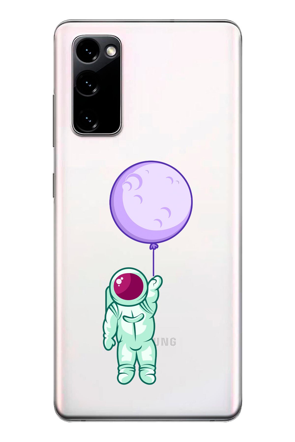 moonset Samsung Galaxy S20 FE Uyumlu Astronot Tasarımlı Baskılı Şeffaf Telefon Kılıfı