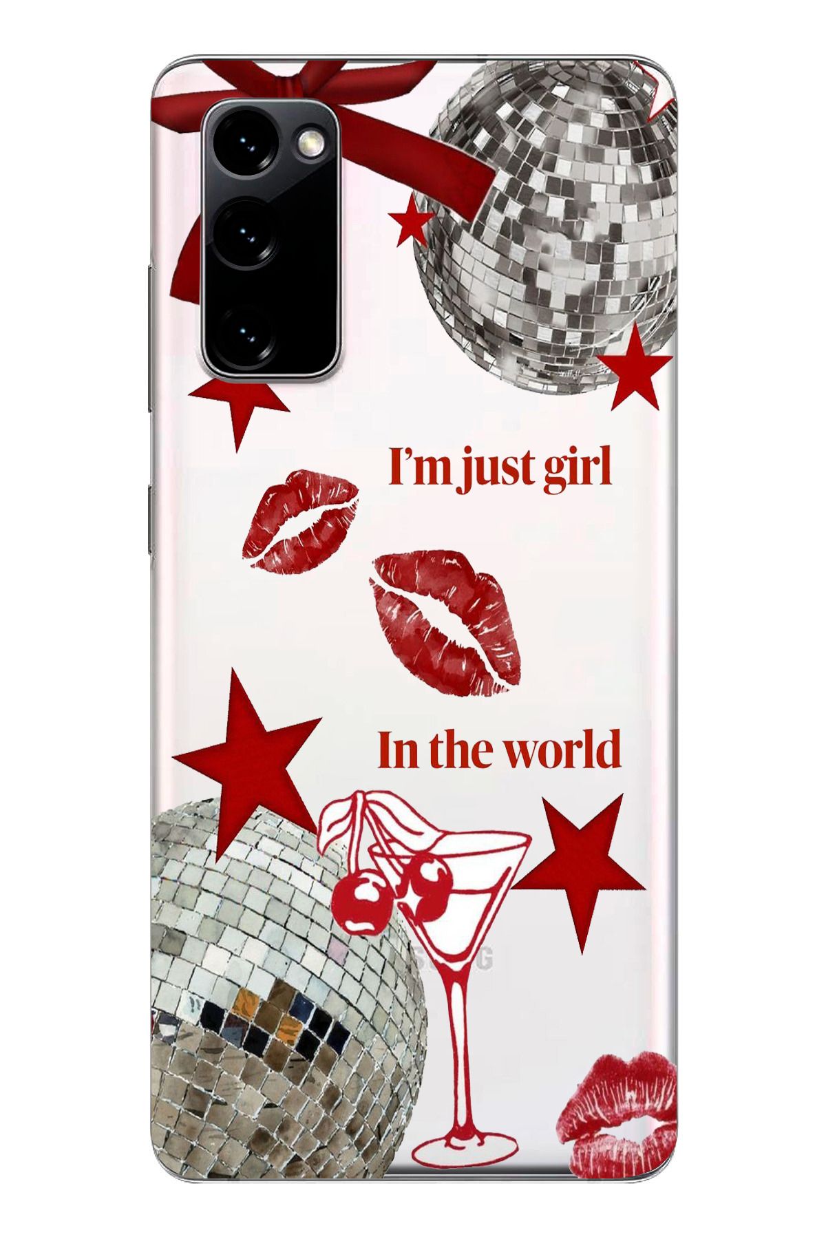 moonset Samsung Galaxy S20 FE Uyumlu Im Just Girl Tasarımlı Baskılı Şeffaf Telefon Kılıfı