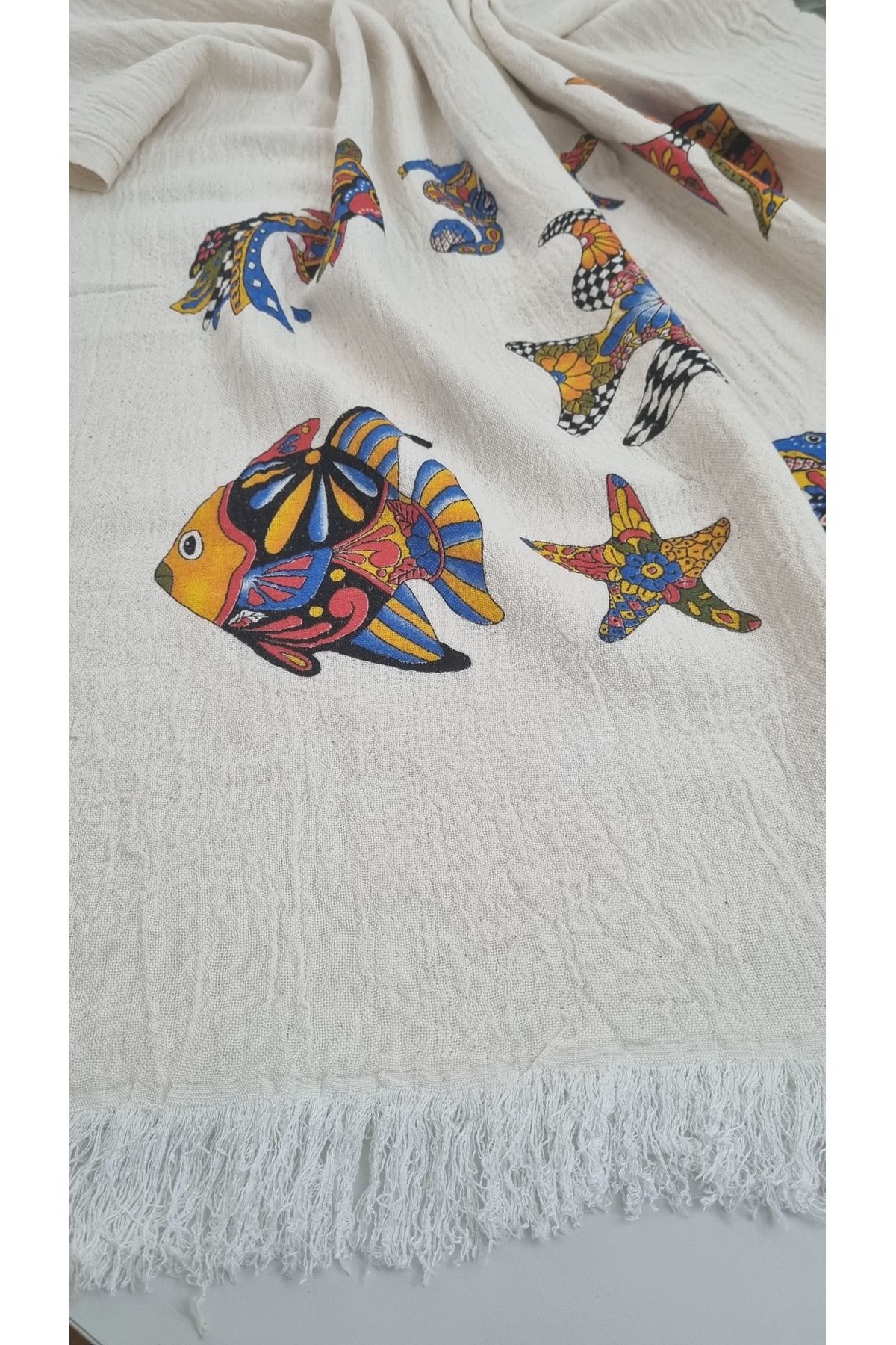 Milenam Müslin Peştemal Balık Desenli Plaj havlusu
