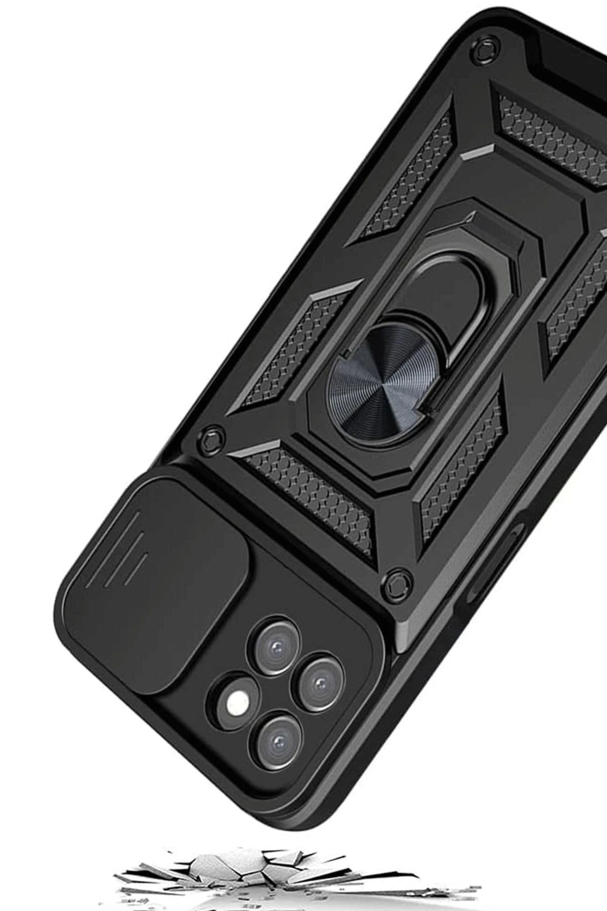 NewFace Samsung Galaxy M15 Kılıf Pars Lens Yüzüklü Silikon - Yeşil BSTMY