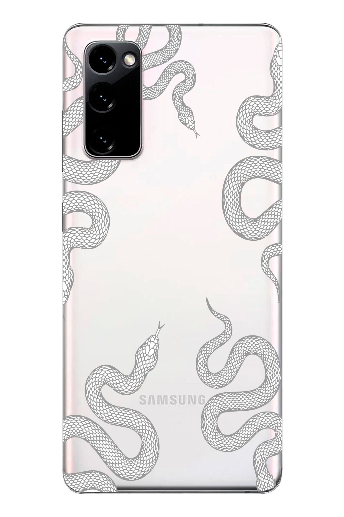 moonset Samsung Galaxy S20 FE Uyumlu Yılan Tasarımlı Baskılı Şeffaf Telefon Kılıfı