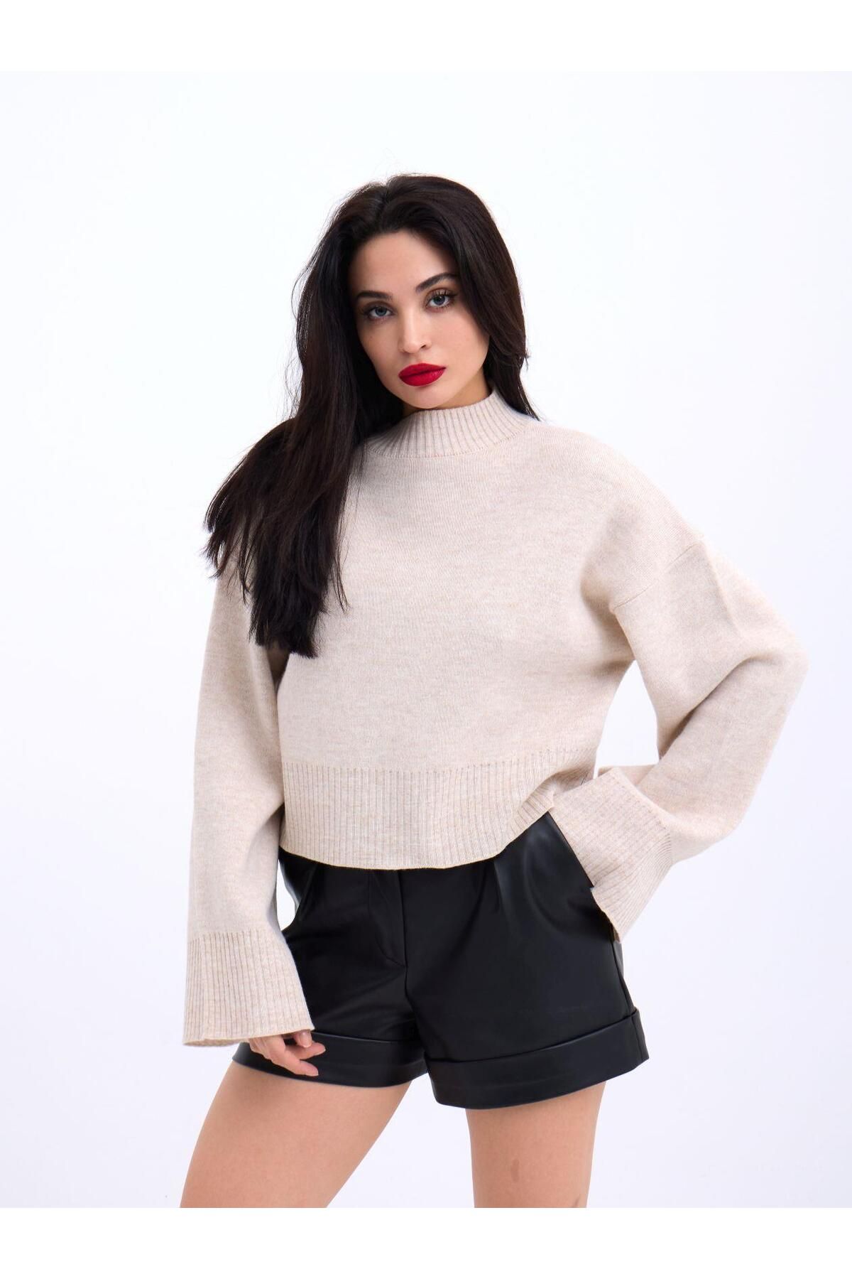 ARUZ MODA 3628 KOL GENİŞ KAZAK-TAŞ