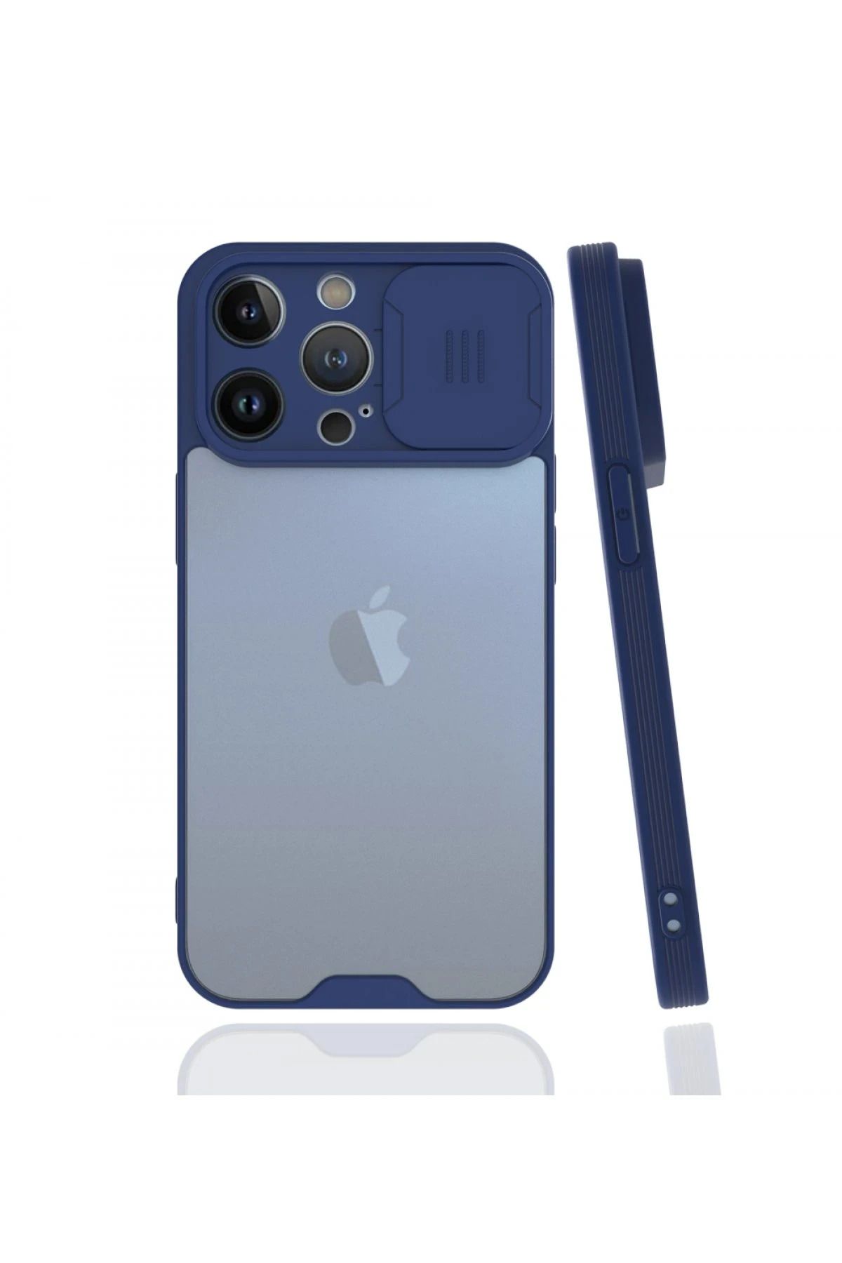 NewFace iPhone 13 Pro Kılıf Platin Kamera Koruma Silikon - Lacivert BSTMY