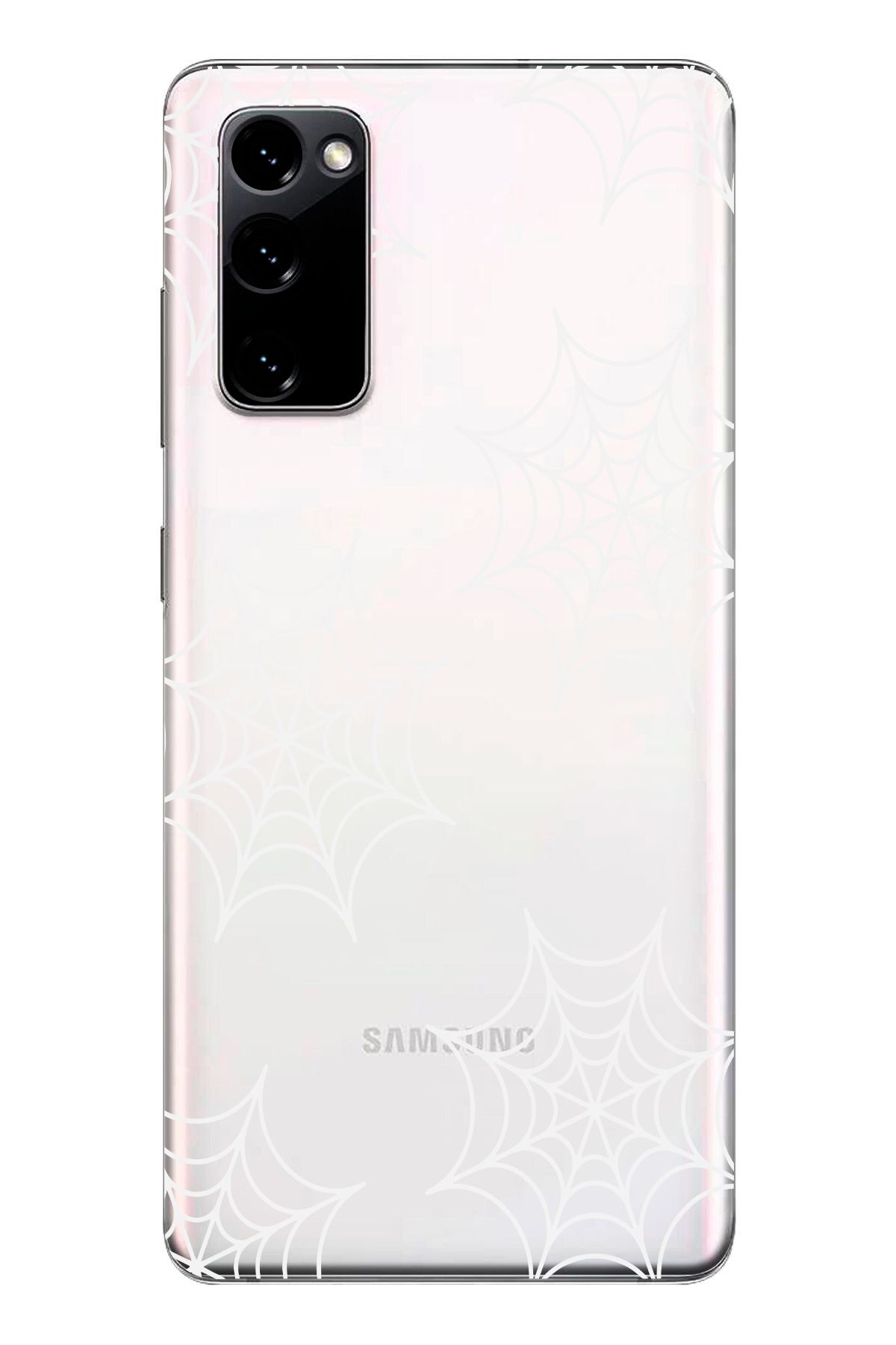moonset Samsung Galaxy S20 FE Uyumlu Örümcek Ağ Tasarımlı Baskılı Şeffaf Telefon Kılıfı