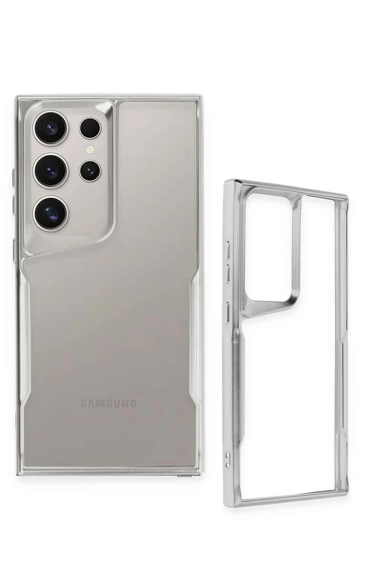 NewFace Samsung Galaxy S23 Ultra Kılıf Boyi Silikon Kapak - Gümüş BSTMY