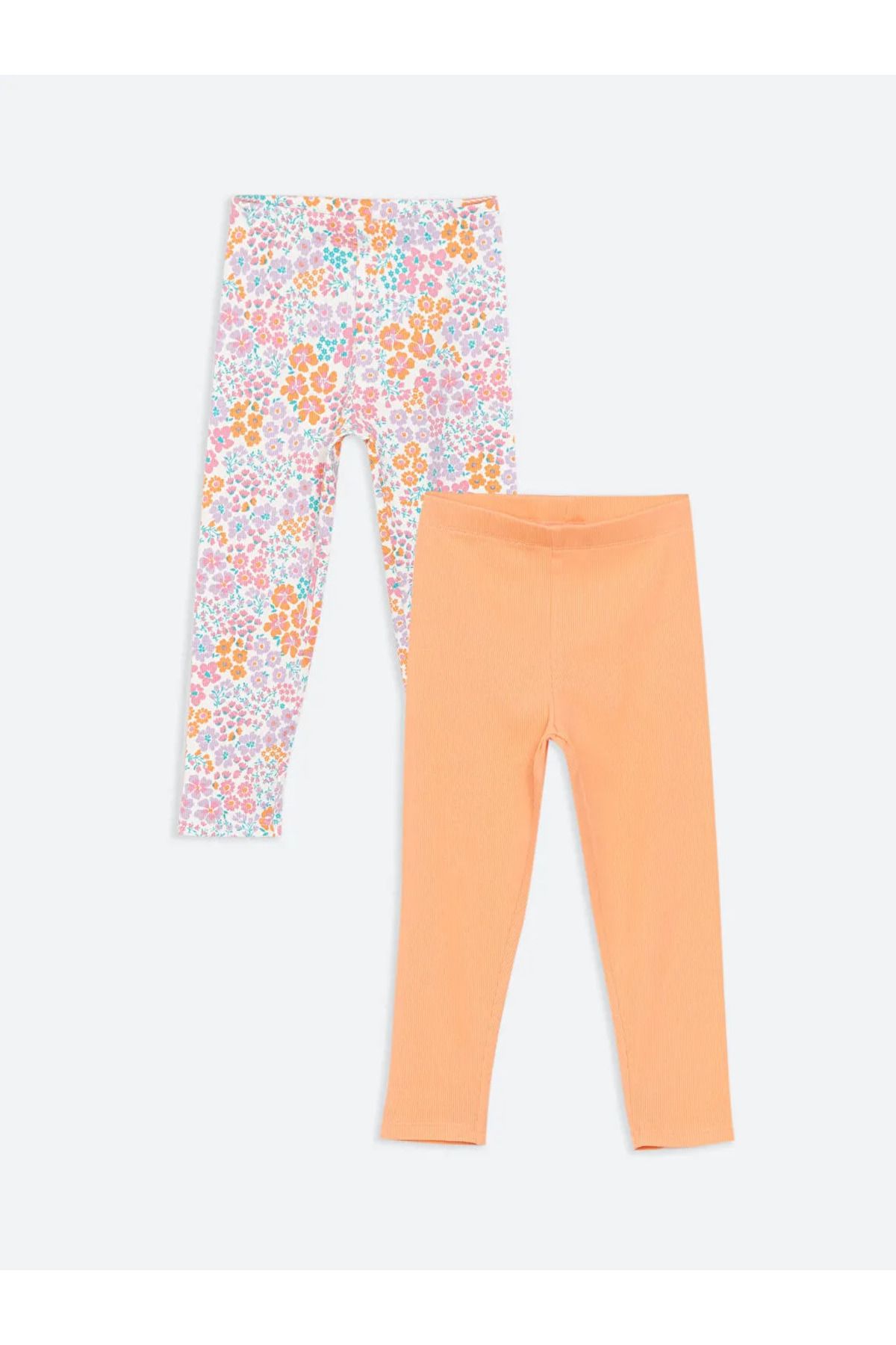 LC Waikiki LCW Kids Ekru Baskılı Ribanalı Kız Çocuk Tayt 2'li