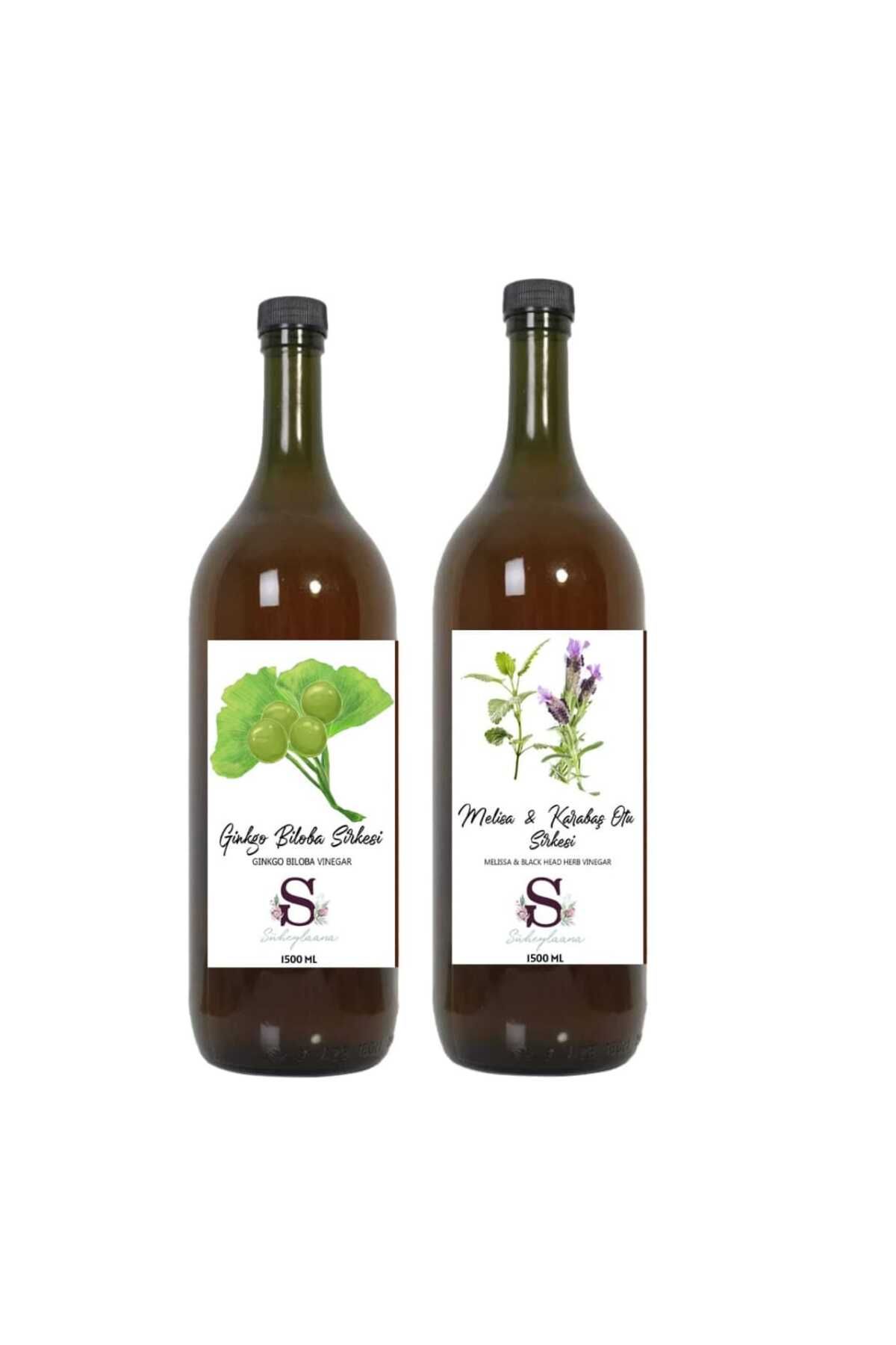 Süheylaana Doğal Ginkgo Biloba Sirkesi 1500 Ml - Doğal Melisa &Karabaş Otu Sirkesi 1500 Ml