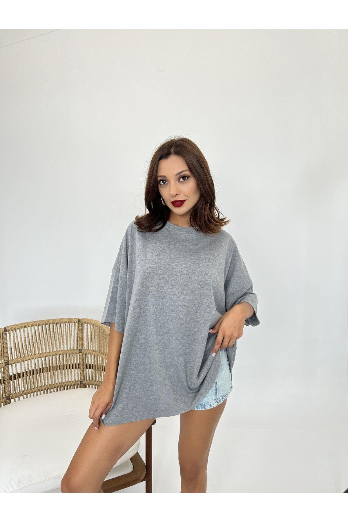 ARUZ MODA 7170 T-SHİRT-GRİ
