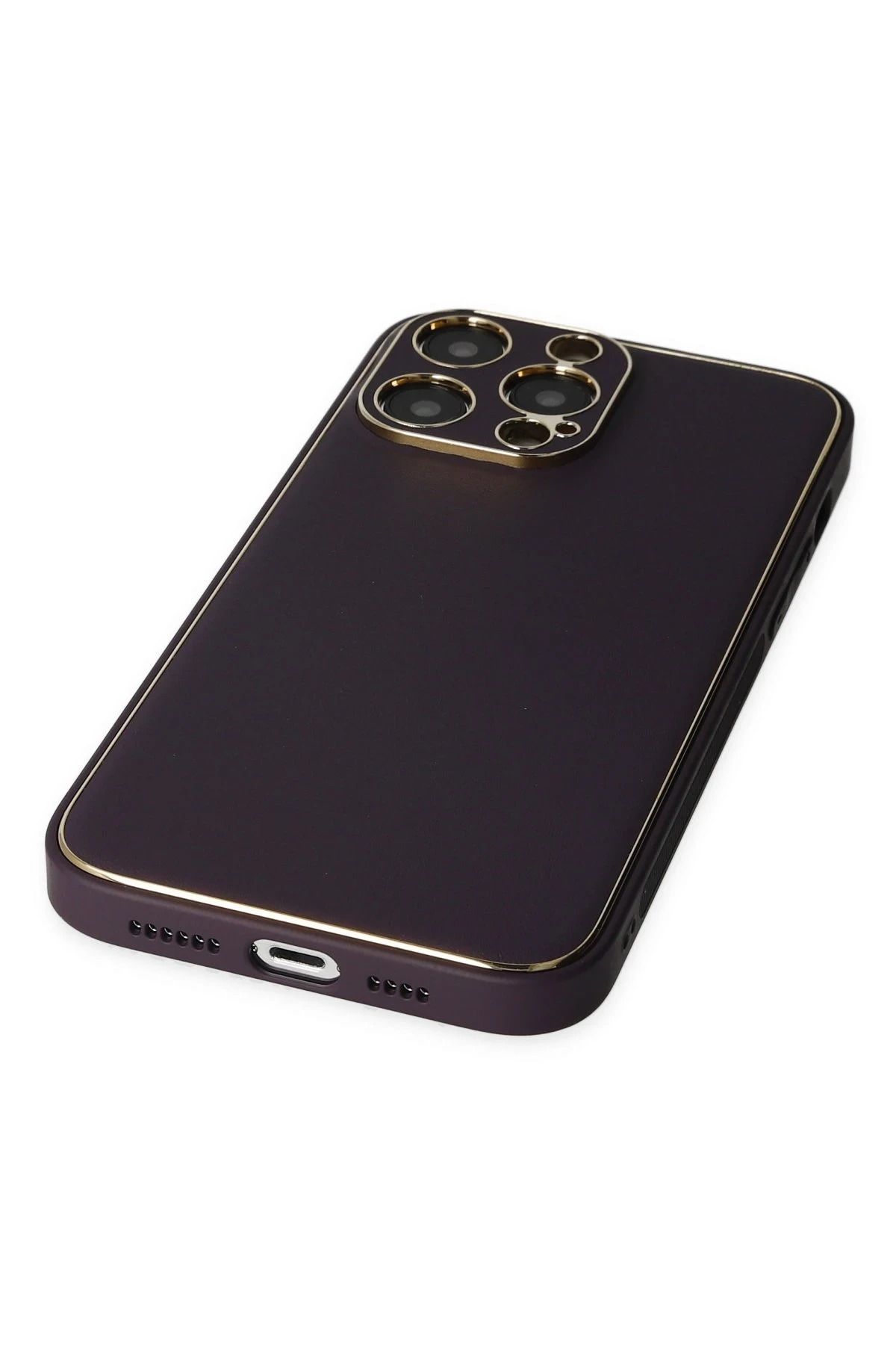 NewFace iPhone 13 Pro Max Kılıf Coco Deri Silikon Kapak - Derin Mor SVLRS